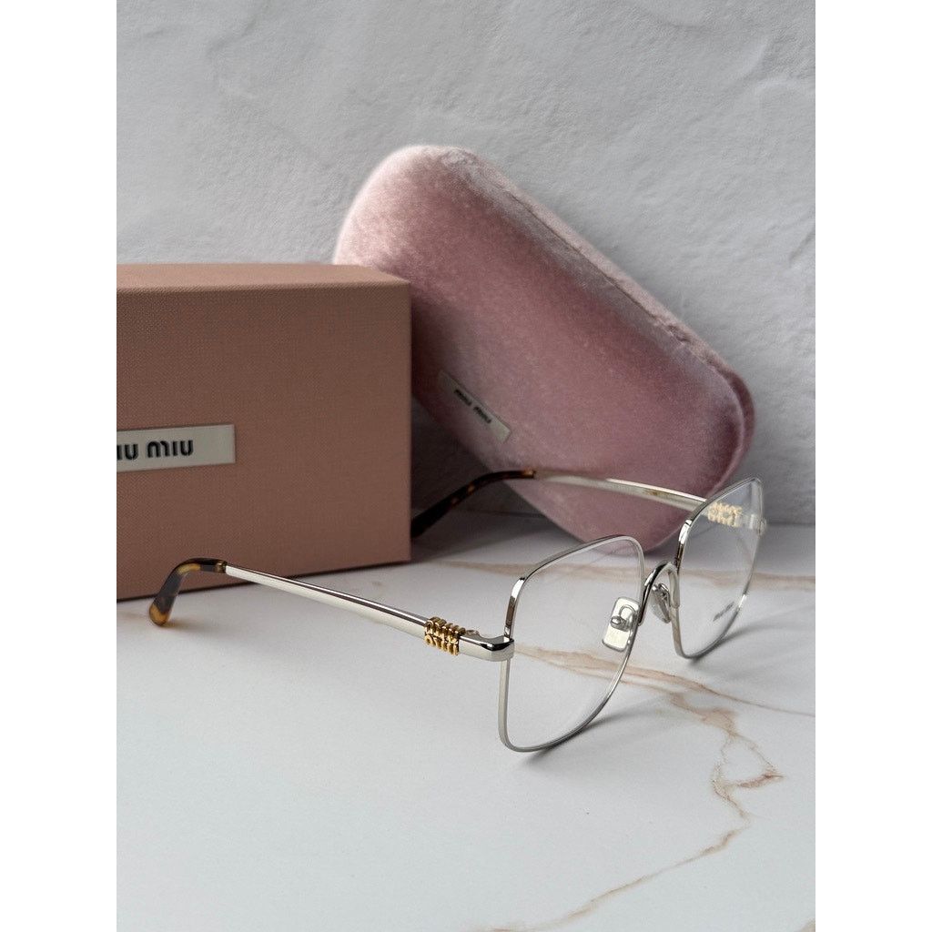 Miu Miu NEW Miu Miu MU51YV Silver Oversized Square Eyeglasses Frames Size ONE SIZE - 5 Thumbnail