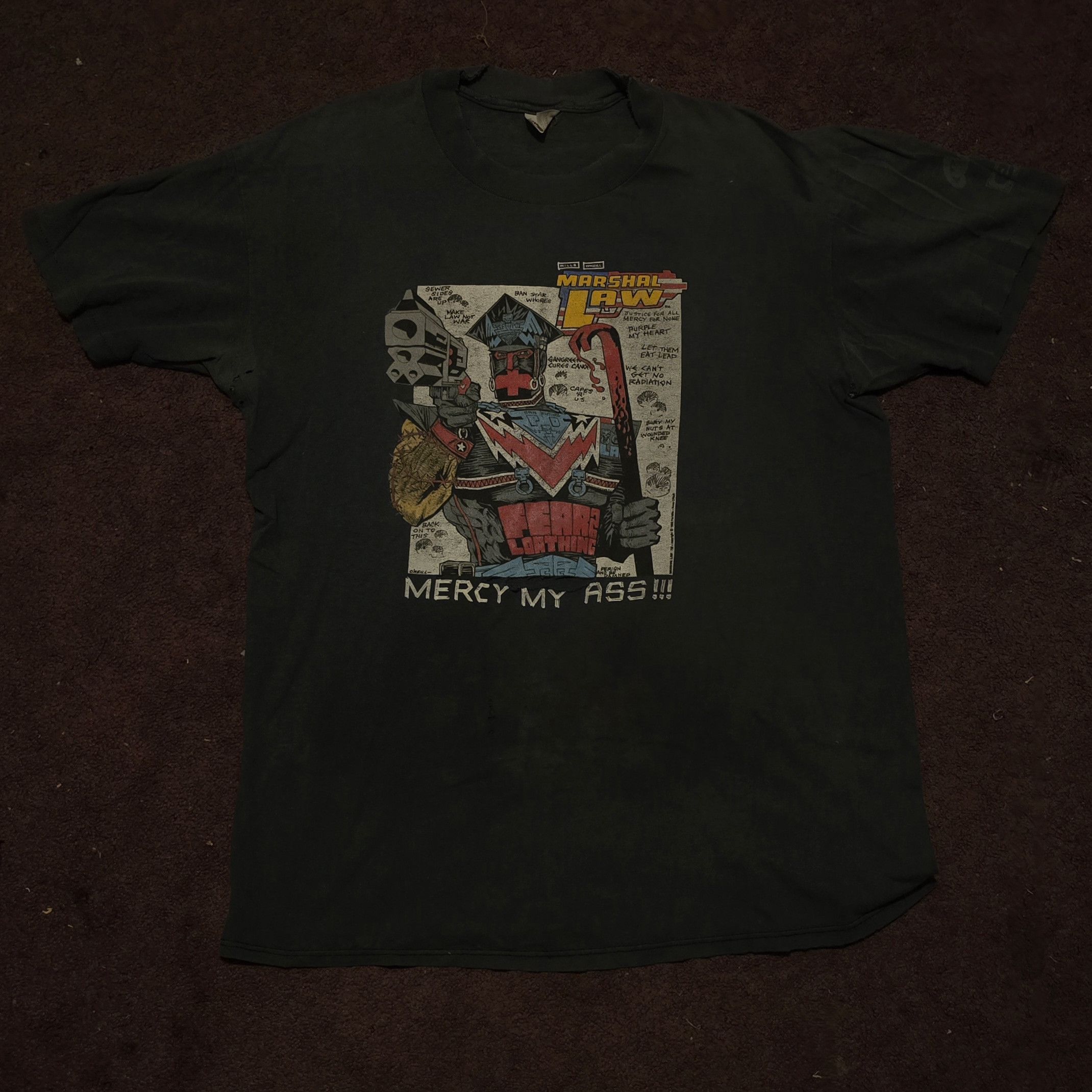 Vintage 1989 Marshall Law Comic Tee "Mercy My Ass" Size US L / EU 52-54 / 3 - 1 Thumbnail