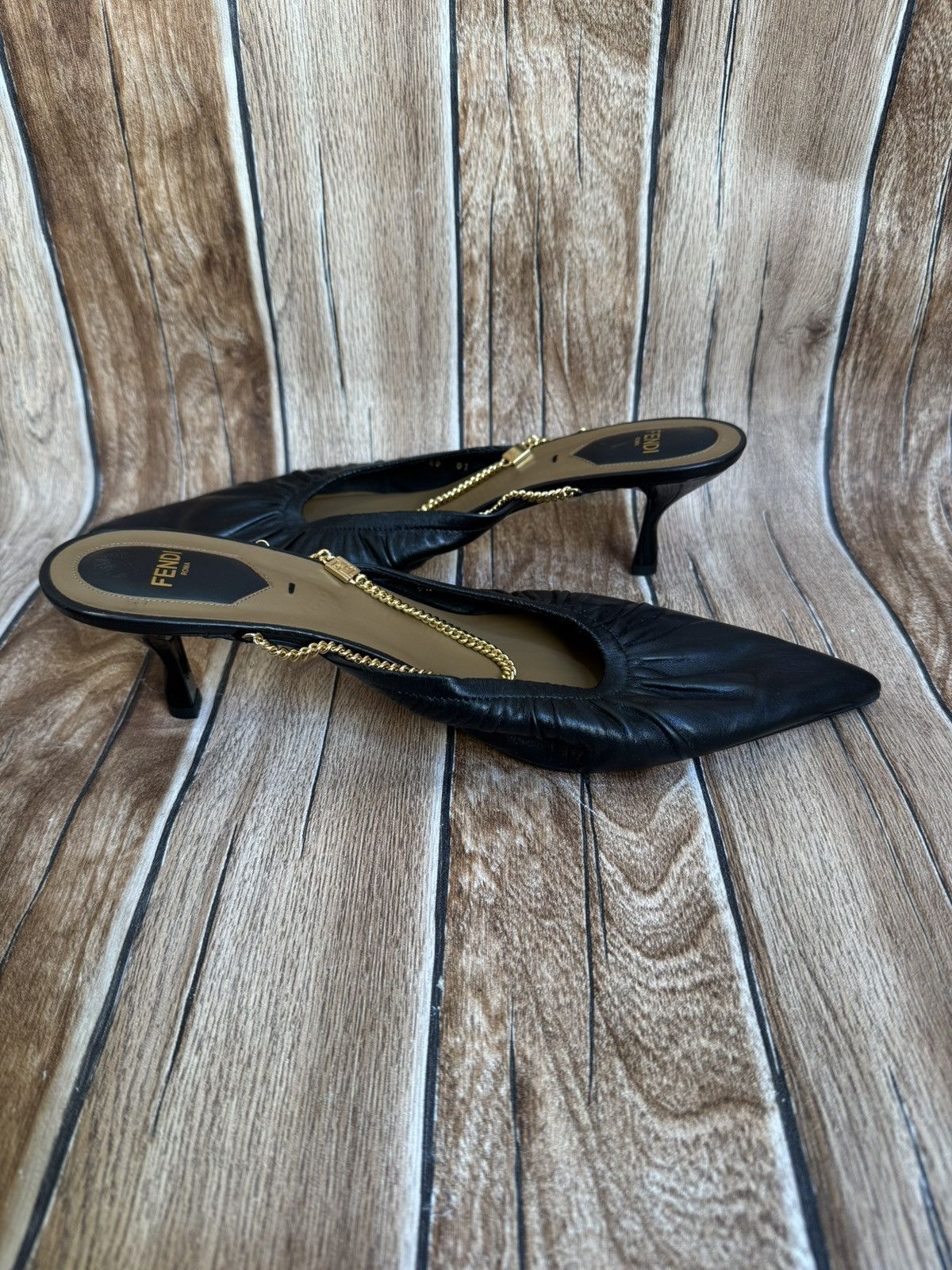 Fendi Colibri bow chain mules heels Size US 10 / IT 40 - 5 Thumbnail
