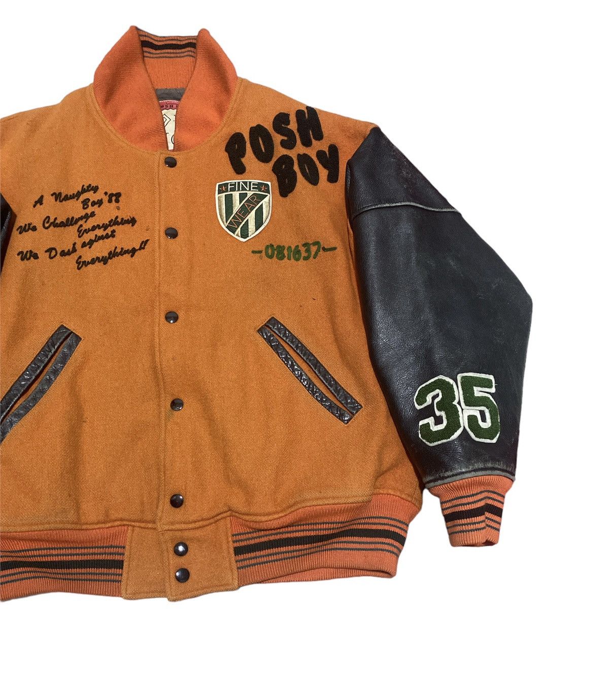 Japanese Brand 🔥SALE🔥Vintage 80s PoshBoy Varsity Jacket Leather Sleeve Size US M / EU 48-50 / 2 - 3 Thumbnail