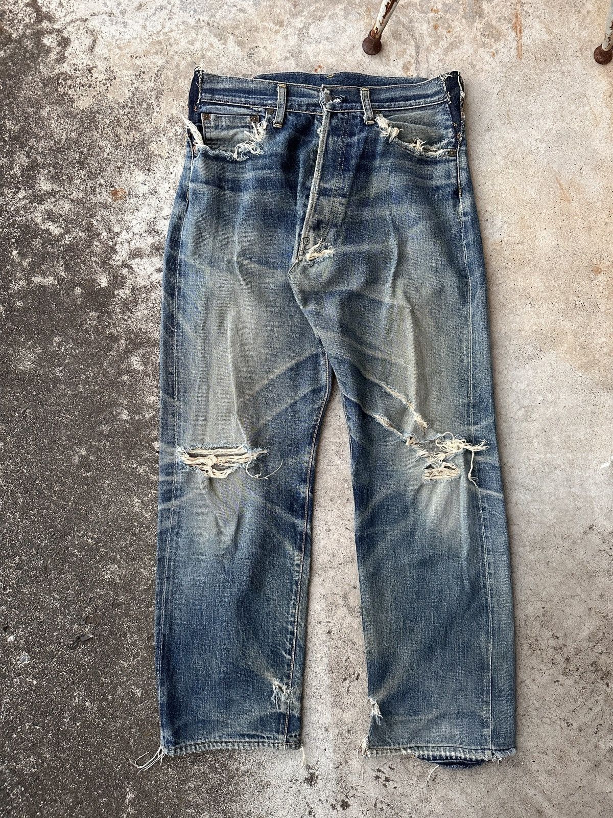 Evisu Buckle Back Thrashed No 2 2000s Selvedge seagulls back cinch Size US 34 / EU 50 - 2 Thumbnail