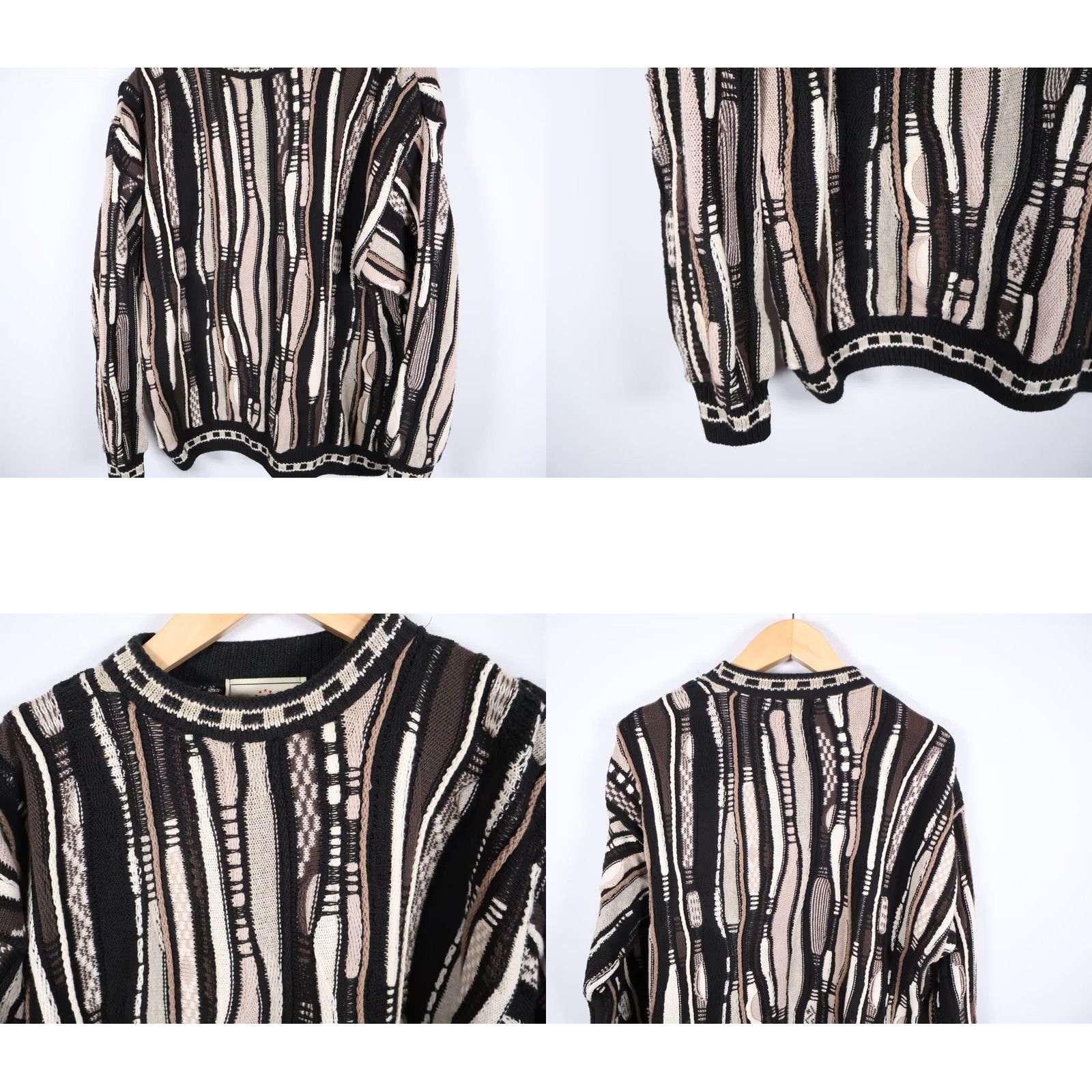 Coogi Liberty Old Glory COOGI Style Sweater Mens Medium Brown Beige 3D Knit Cotton Pullover Casual Vintage 90s Hip Hop Streetwear Size US M / EU 48-50 / 2 - 8 Thumbnail