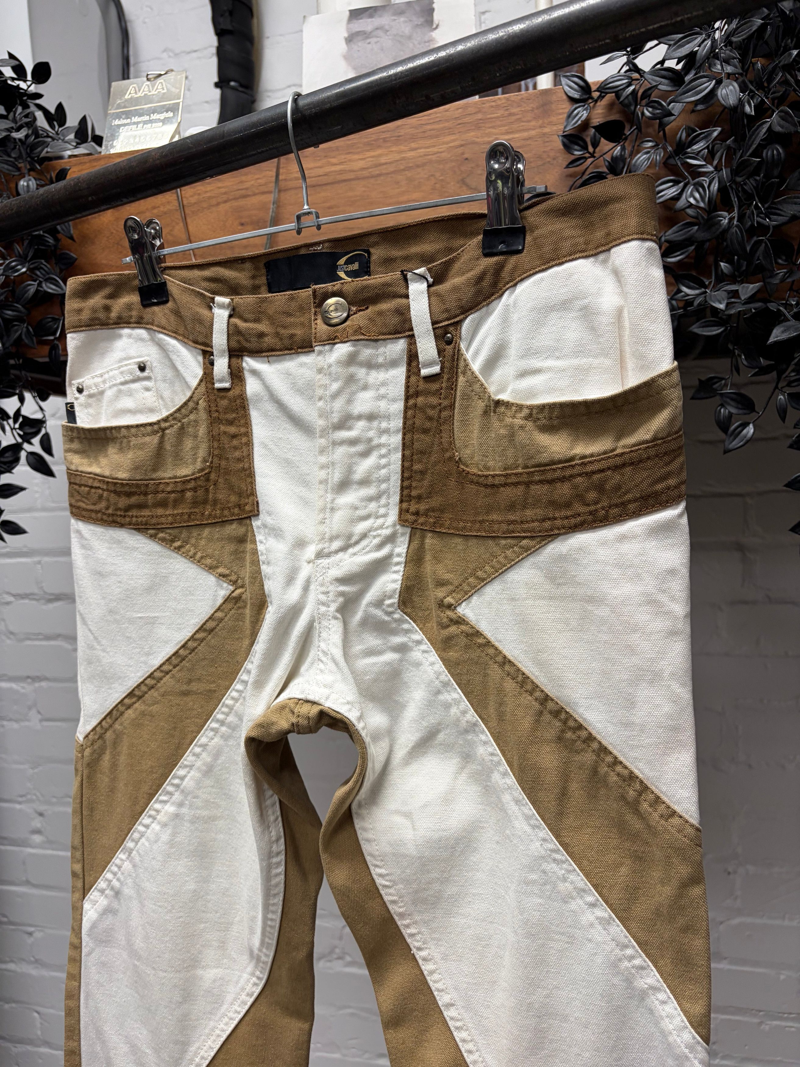 Roberto Cavalli SS2004 Roberto Cavalli Panelled Brown/White Skinny Denim Size 30" / US 8 / IT 44 - 2 Thumbnail