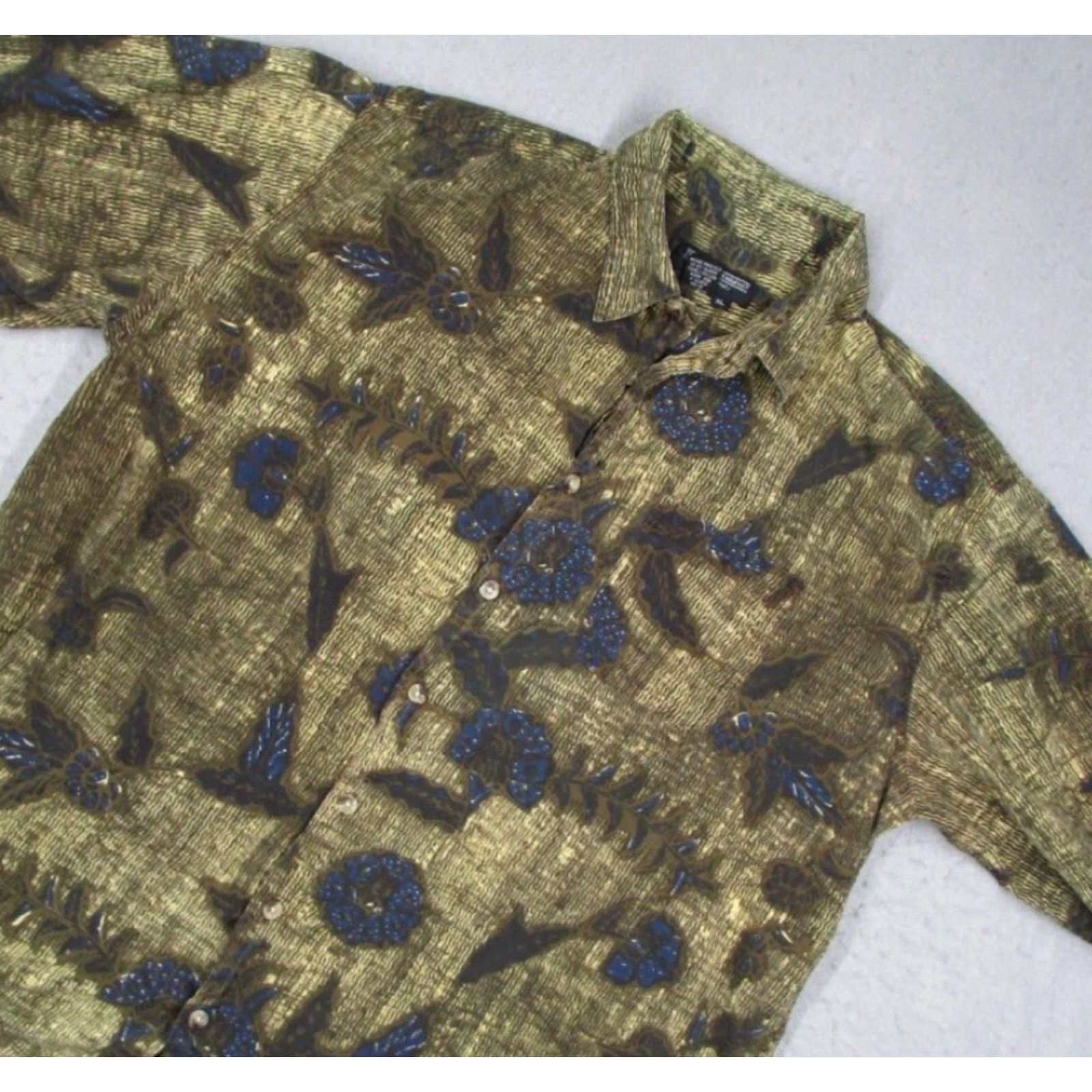 Vintage J. Peterman Mens XL Green Floral Short Sleeve Hawaiian Button Up Shirt Size US XL / EU 56 / 4 - 2 Thumbnail
