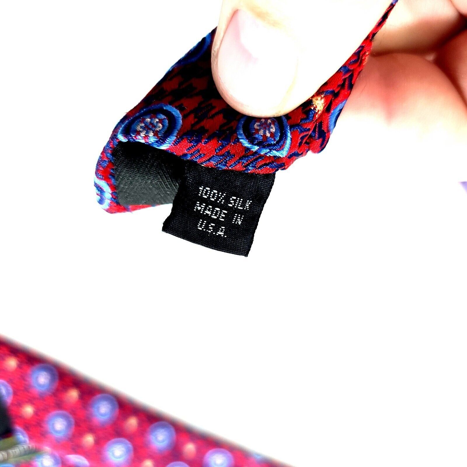 Joseph Abboud Joseph Abboud Red Herringbone Floral Geometric Blue Woven Sh Size ONE SIZE - 4 Thumbnail