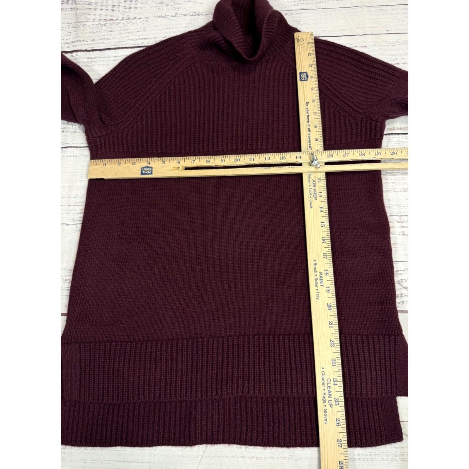 Vintage Caslon Burgundy Knit Sweater Women's Turtleneck Side Slit Long Sleeve Sz S NWT Size S / US 4 / IT 40 - 2 Thumbnail