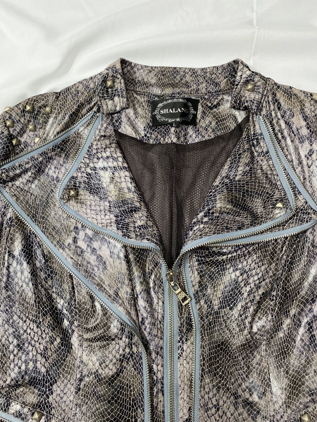 Yasuyuki Ishii Shalang Studed Punk Snake Skin Vkei Leather Jacket Size US S / EU 44-46 / 1 - 3 Thumbnail