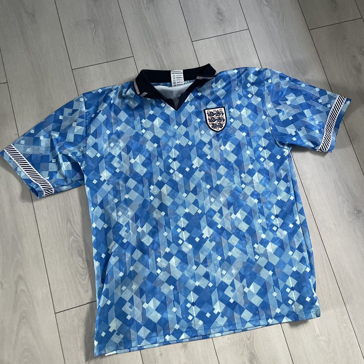 Vintage ENGLAND Vintage 1990 - 1992 Third Soccer Jersey navy XXL TEE Size US XXL / EU 58 / 5 - 1 Thumbnail