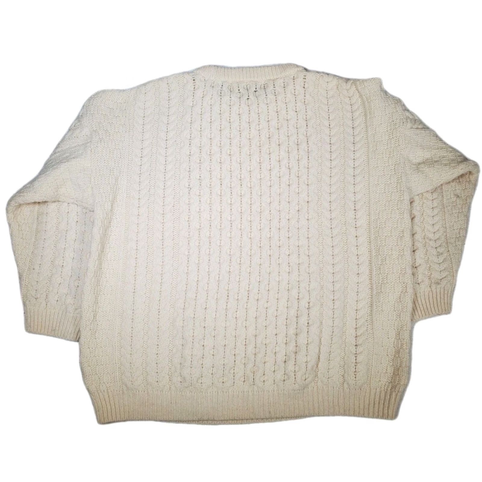 Vintage Aran Crafts 100% Merino Wool Crew Neck Sweater Natural Unisex L Ireland Knit Pullover Crew Neck Casual Wool Jumper Size US L / EU 52-54 / 3 - 4 Thumbnail