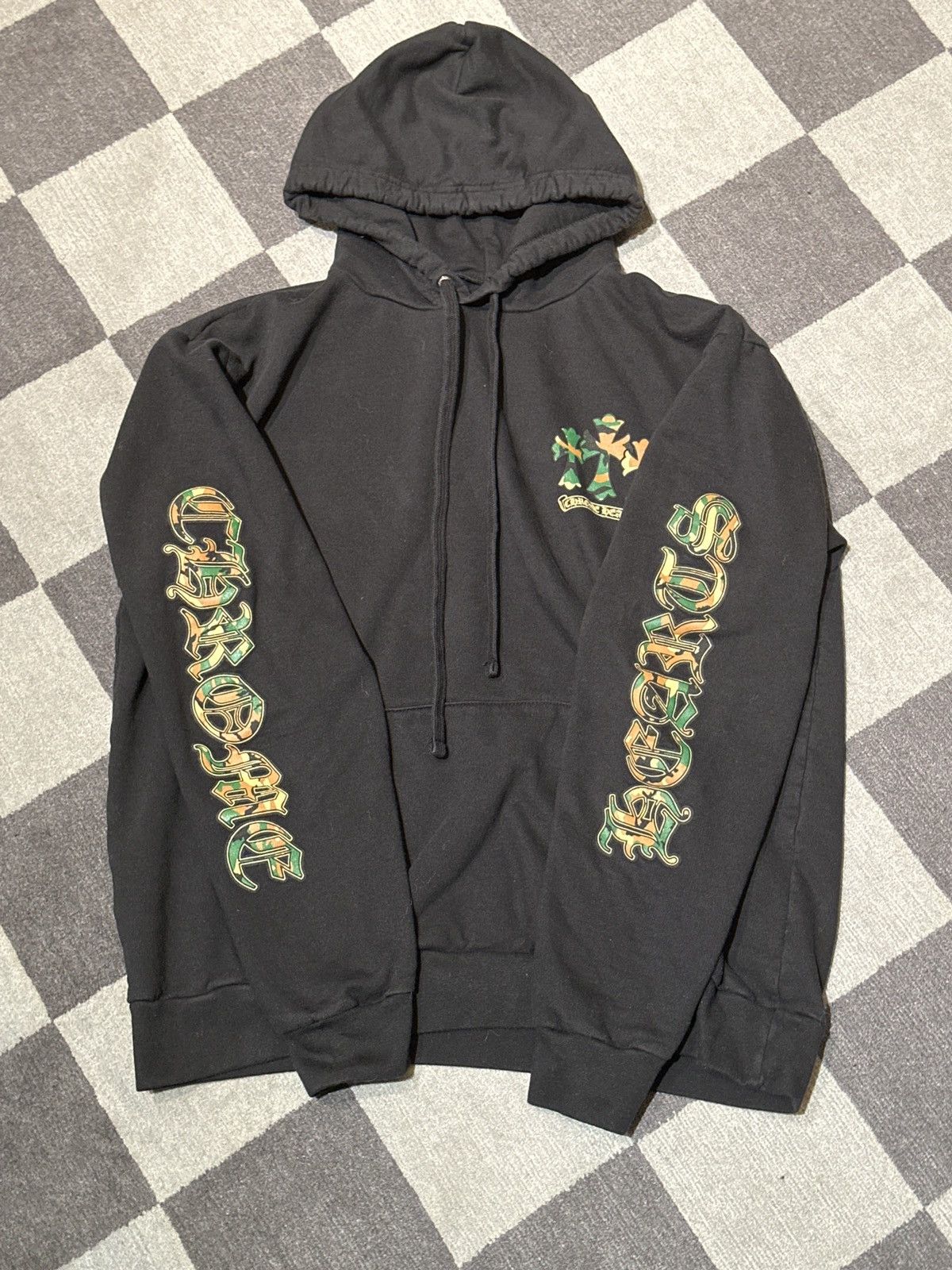 image of Chrome Hearts Camo Triple Cross Hoodie Black in Black Camo, Men's (Size Medium)