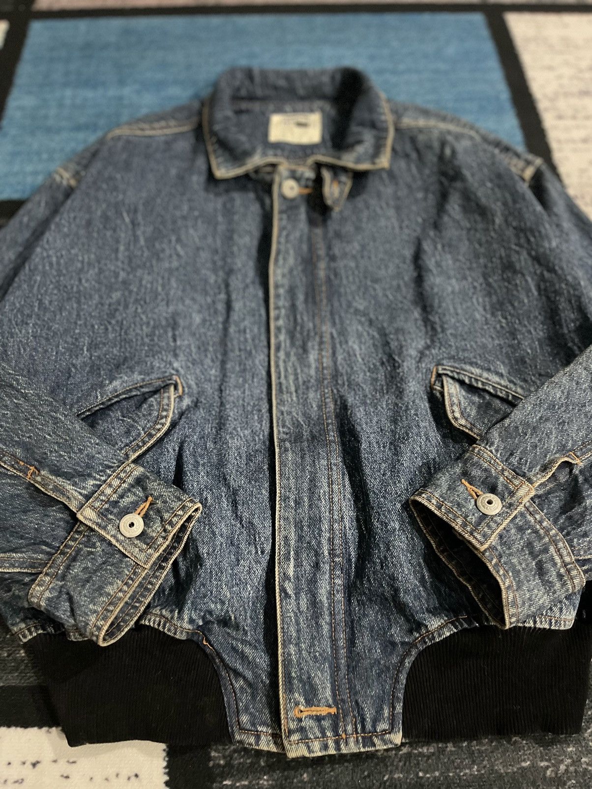 Japanese Brand × Kensho Abe Vintage Kensho Abe Denim Bomber Jacket Size US XL / EU 56 / 4 - 12 Thumbnail