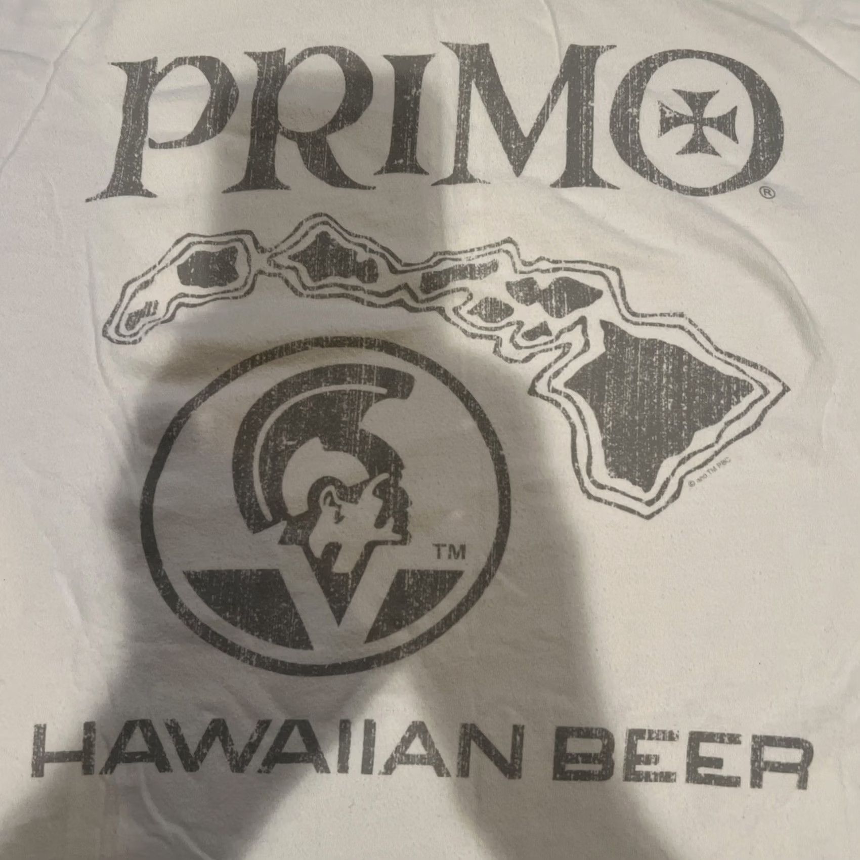 Logo 7 Primo Beer Mohawk Logo Hawaiian Islands Promo Shirt Large White Surfer Vintage Shirt Mens L White Graphic Print Logo Surf Beer Promo Tee Size US L / EU 52-54 / 3 - 6 Thumbnail