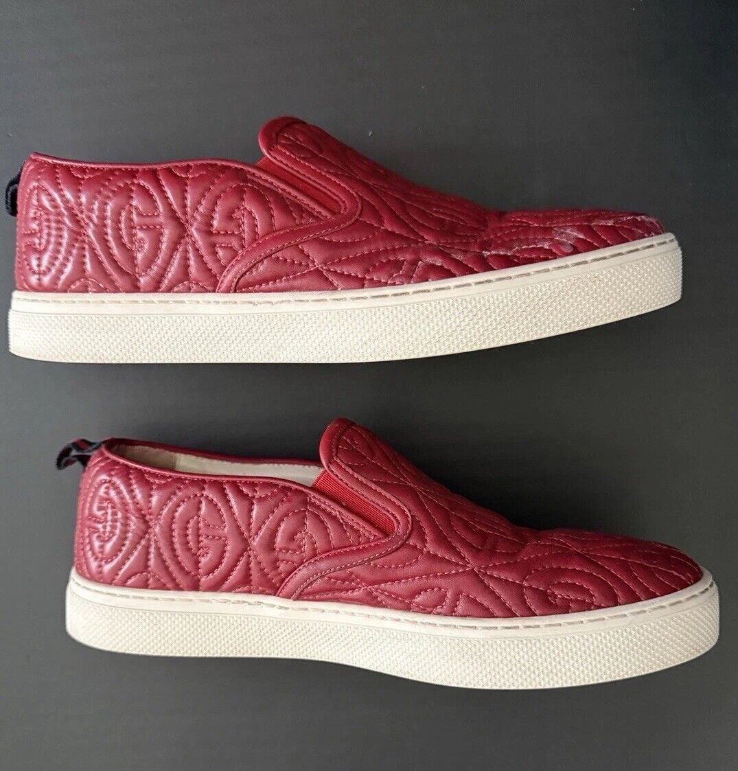 Gucci Dublin Rhombus Quilted Red GG Leather Slip On Sneakers Size US 6.5 / EU 39-40 - 1 Thumbnail