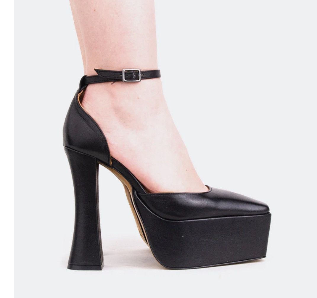 Other L'INTERVALLE Cabaret Black Leather Platform Strap Shoes sz 7 Size US 7 / IT 37 - 1 Thumbnail