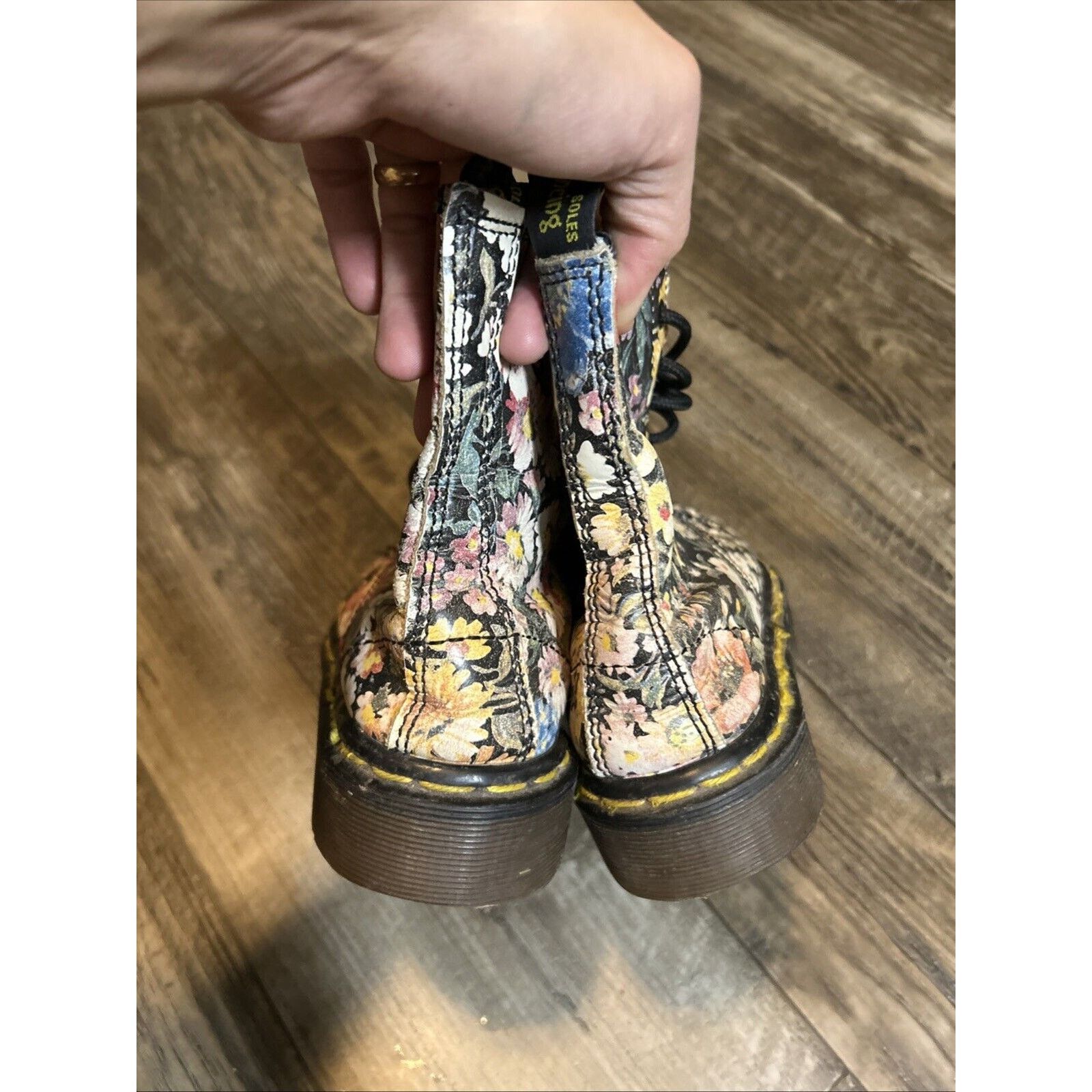 Dr. Martens RARE VTG Dr. Martens Dark Floral Lace Up Eyelet Boot Women Size US 5 / IT 35 - 8 Thumbnail