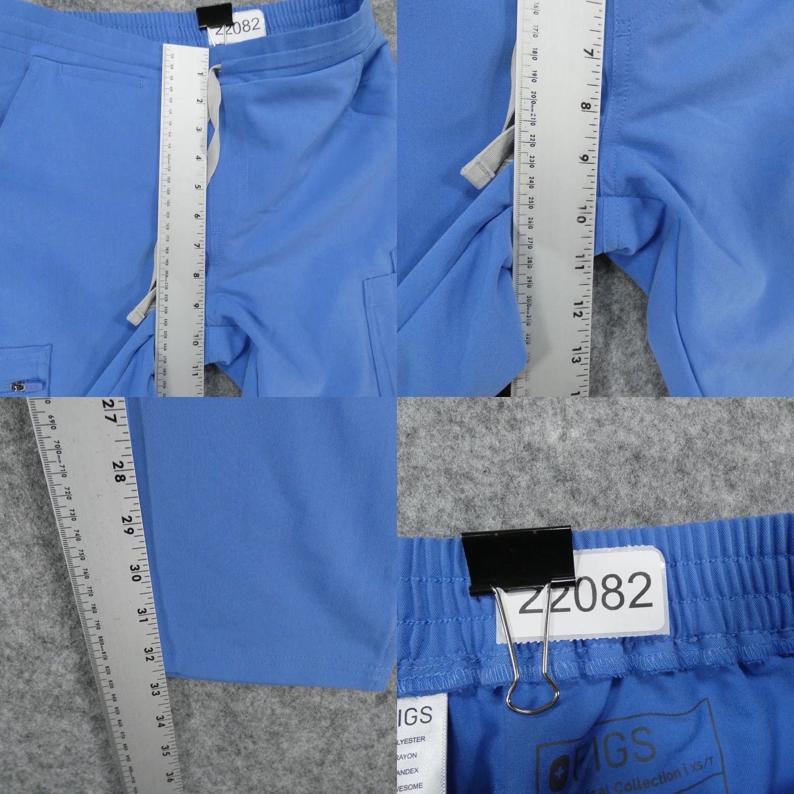 Vintage FIGS Scrub Pants Womens XS Blue w Drawstring Technical Collection Size 26" / US 2 / IT 38 - 8 Thumbnail