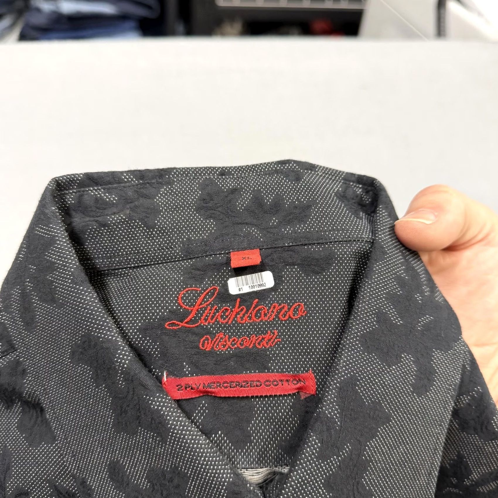 Luchiano Visconti Luchiano Visconti Shirt Mens XL Gray Floral Mercerized Cotton Button Long Sleeve Size US XL / EU 56 / 4 - 3 Thumbnail