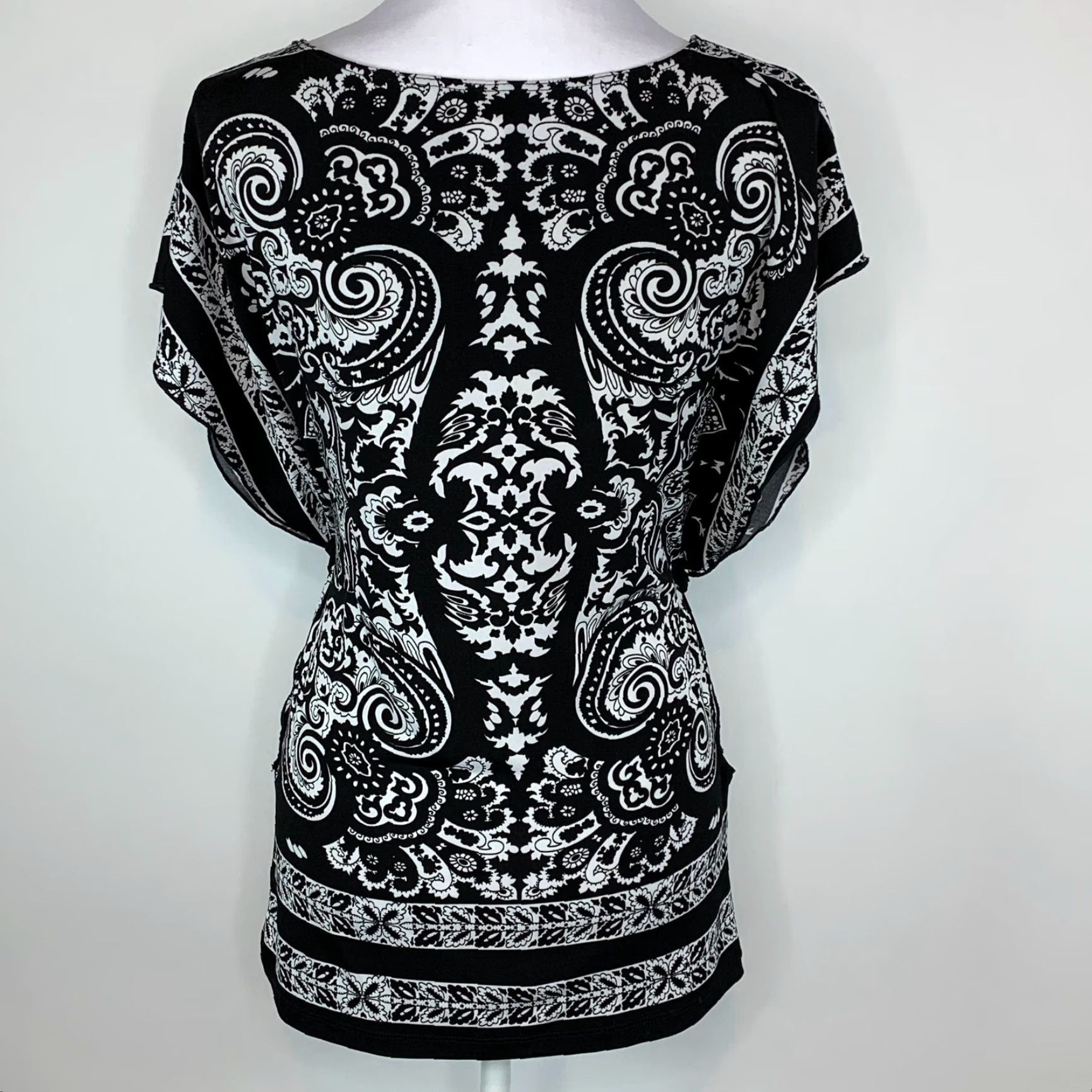 Vintage Wrapper Women XS Paisley Top Blouse Butterfly Sleeve Tie Waist Kimono Style Size XS / US 0-2 / IT 36-38 - 6 Thumbnail