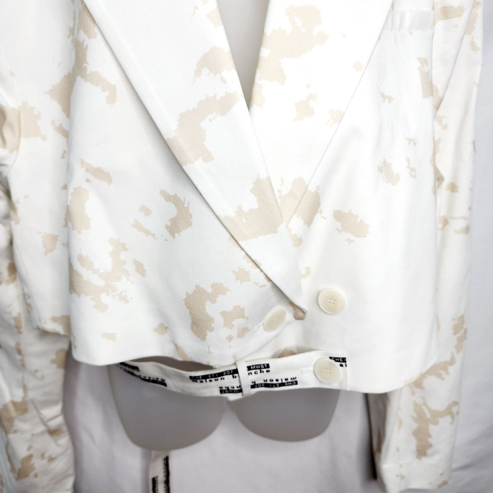 Other Maison Blanche Cream & Tan Bleached Print Cropped Jacket Size XXL / US 16-18 / IT 52-54 - 4 Thumbnail