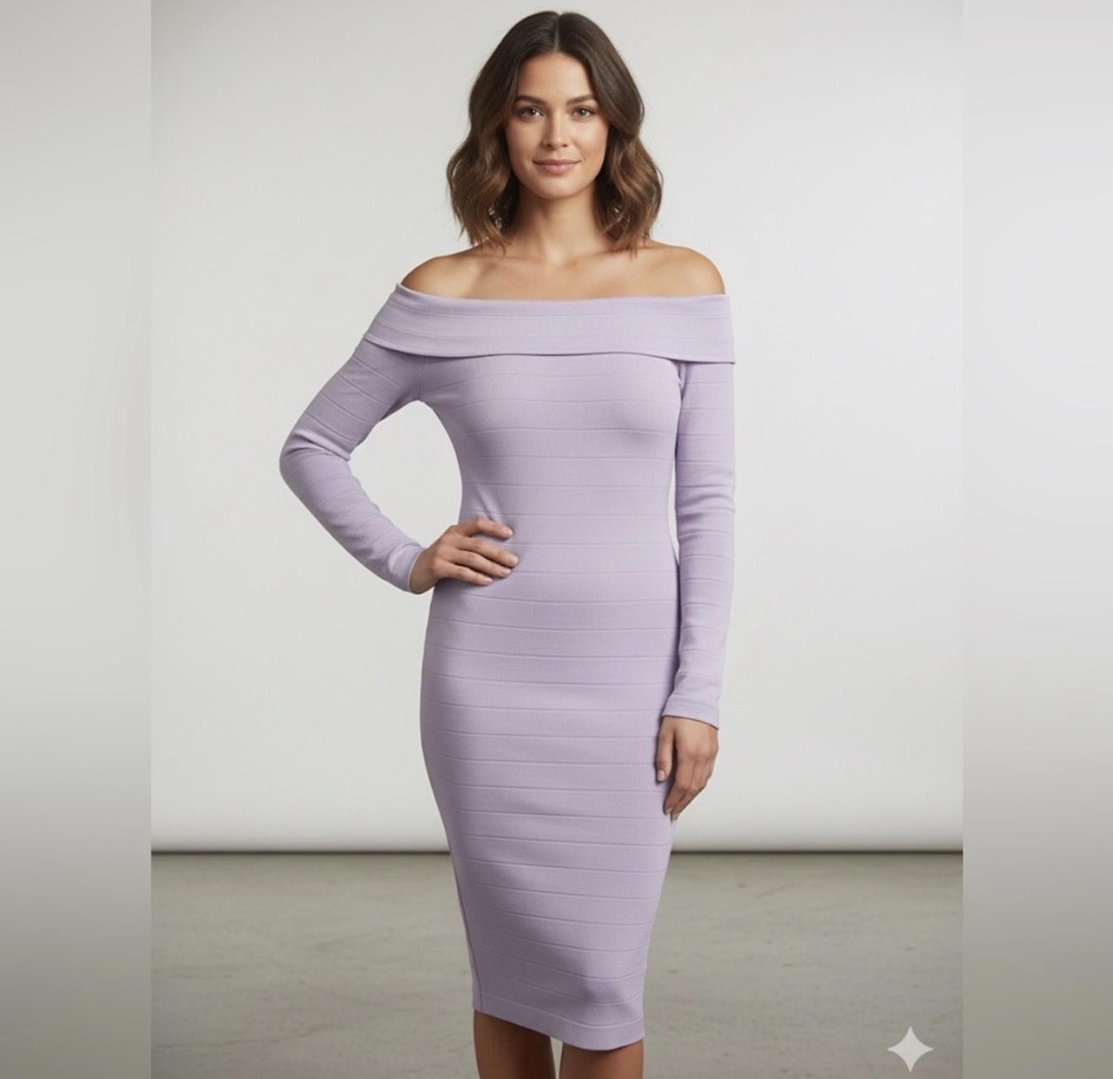 Venus Venus Lavender Off-Shoulder Bodycon Dress Size M Size M / US 6-8 / IT 42-44 - 1 Thumbnail