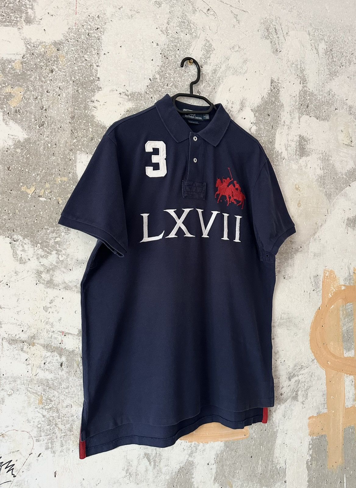 90S Vintage Polo Ralph Lauren Big Logo LXVII Blue T-Shirt
