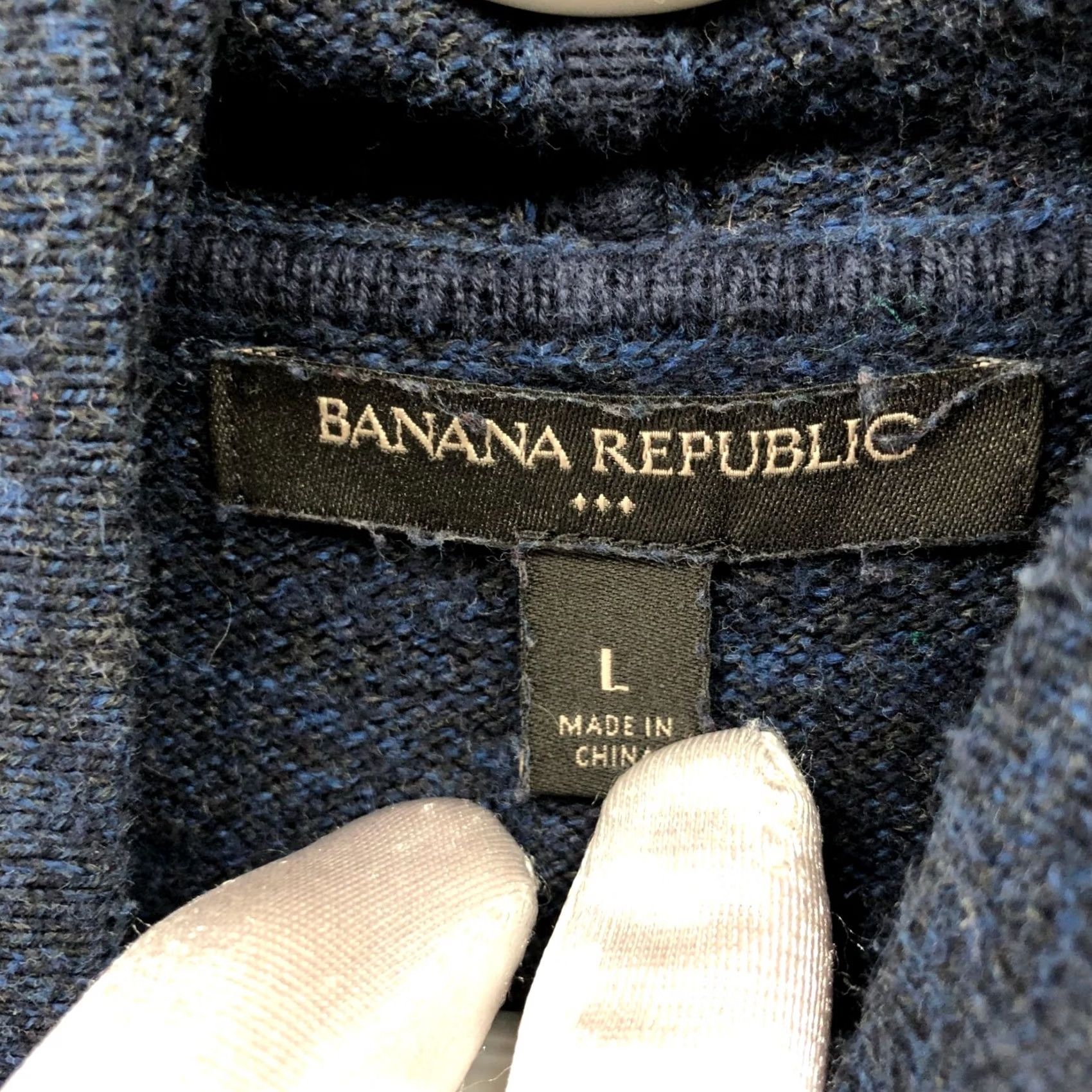 Banana Republic Banana Republic Hoodie Mens L Blue Knit Sweater Cotton Pullover Size US L / EU 52-54 / 3 - 5 Thumbnail