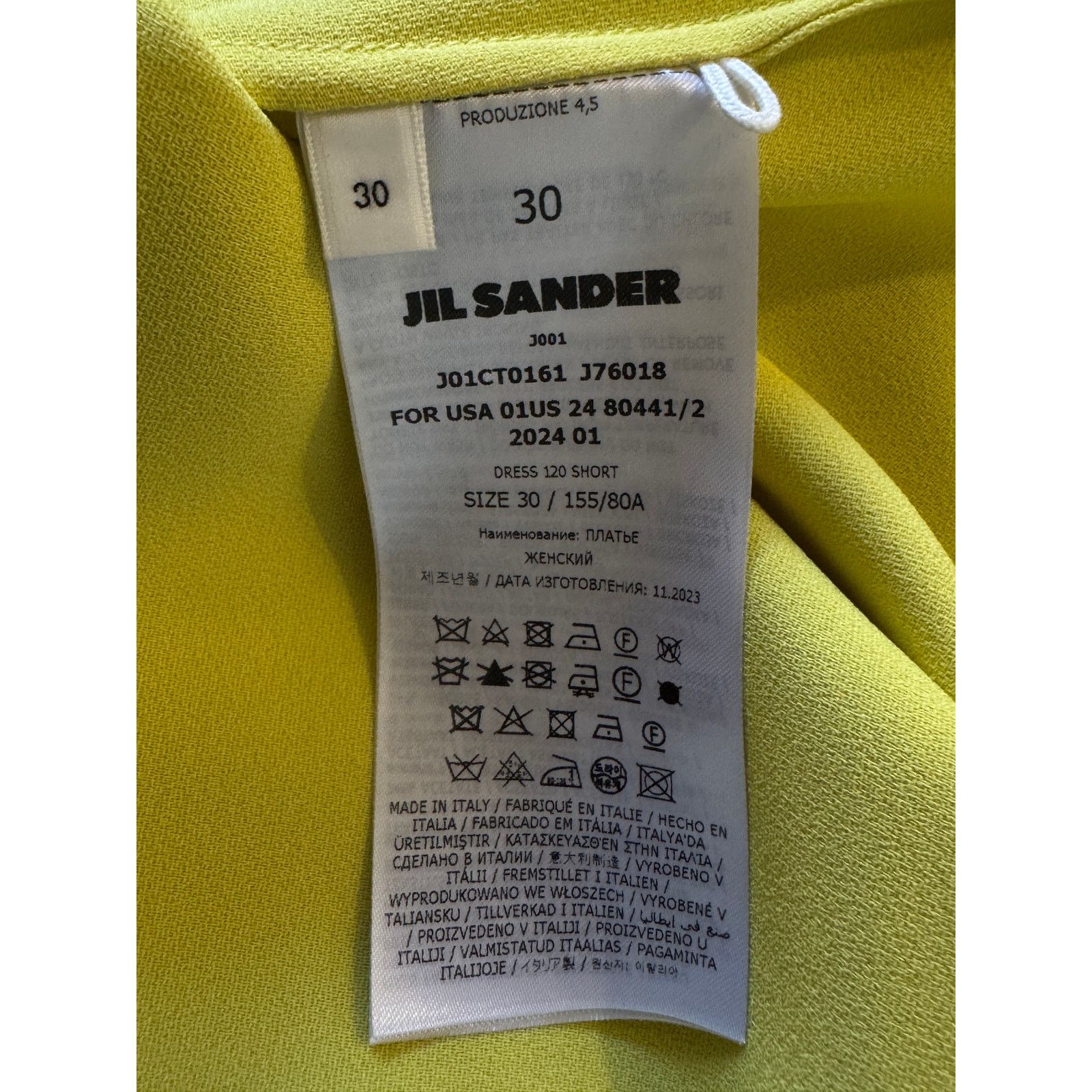 Jil Sander Jil Sander NWT Satin Pleated Midi Dress in Acid Green Size XS / US 0-2 / IT 36-38 - 4 Thumbnail