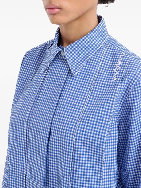 Marni o1w1db10426 Gingham-Check Pleated Shirt in Blue Size L / US 10 / IT 46 - 4 Thumbnail