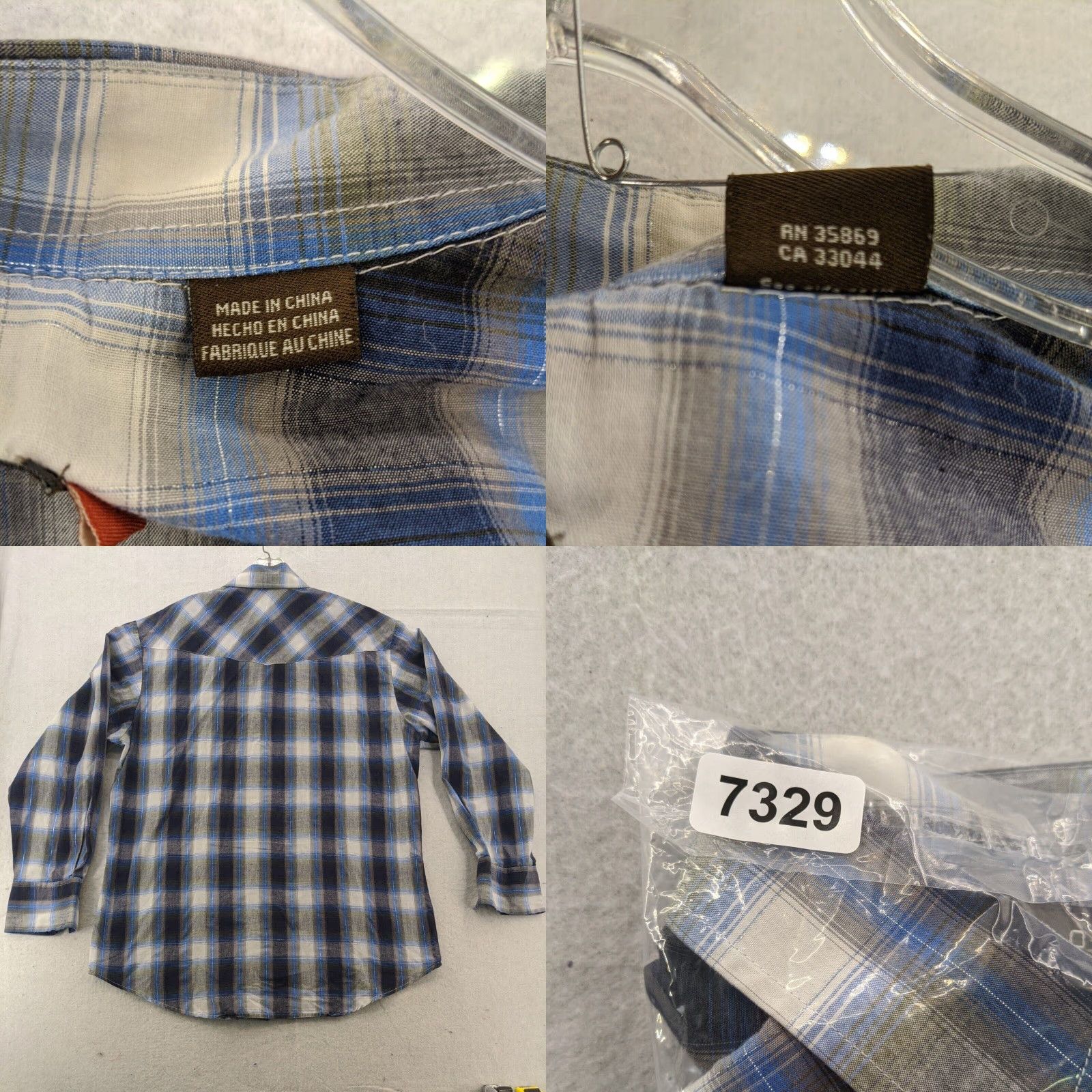 Roper Roper Mens Western Shirt Extra Large XL Blue Plaid Long Sleeve Size US XL / EU 56 / 4 - 8 Thumbnail