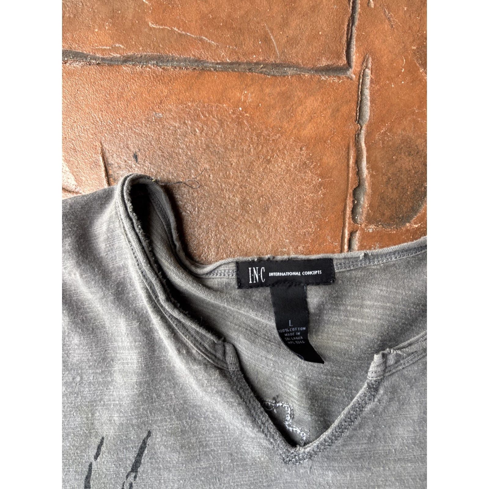Incu VINTAGE INC Cross Skull Wings T-Shirt L Gray Cotton Embroidered Crew Neck Short Sleeve Men Size US L / EU 52-54 / 3 - 2 Thumbnail