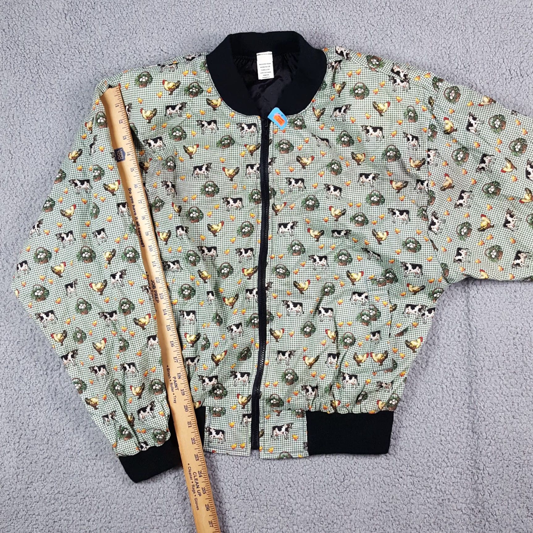 Vintage VINTAGE Infinity Chic 80s Cow Chicken Farm Print Windbreaker Jacket One Size Green Womens Size ONE SIZE - 8 Thumbnail