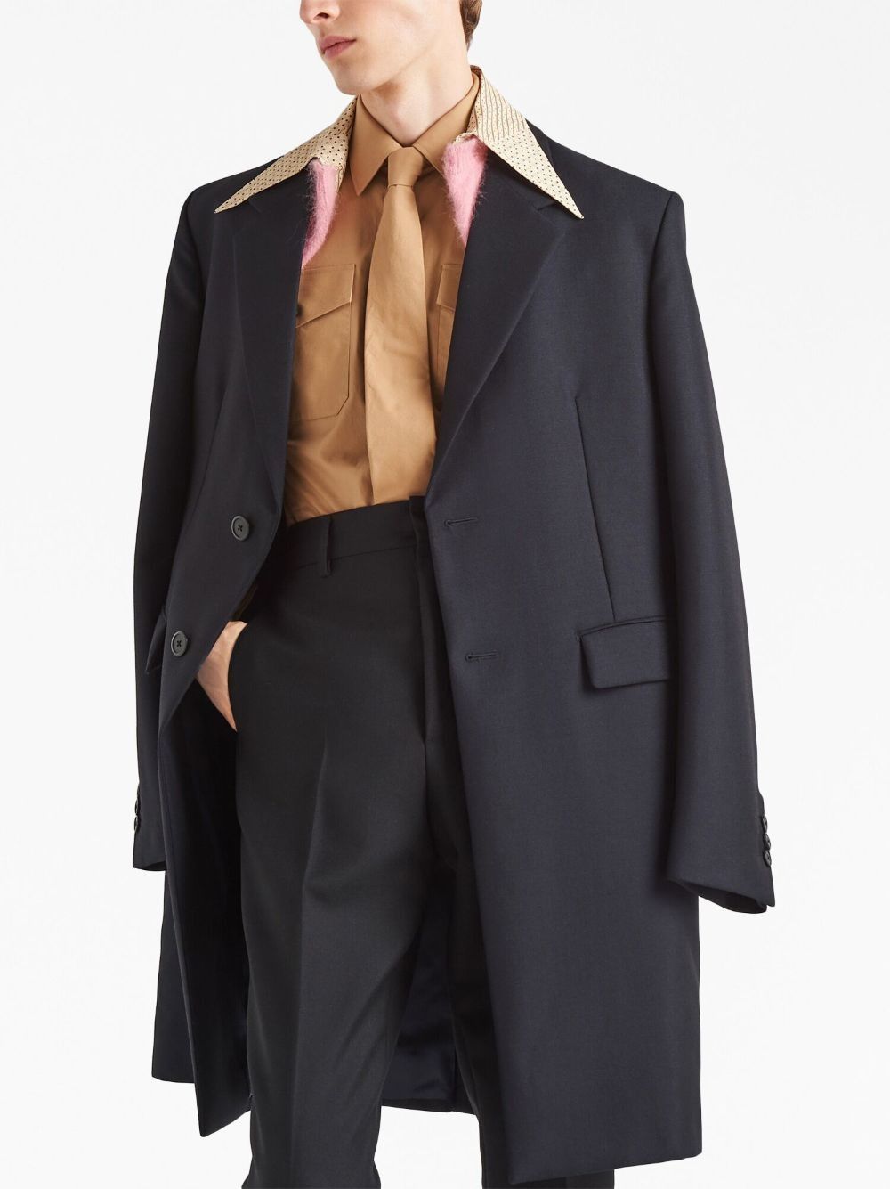Prada o1bcso1str1025 Panama Mohair Coat in Navy Size US S / EU 44-46 / 1 - 4 Thumbnail