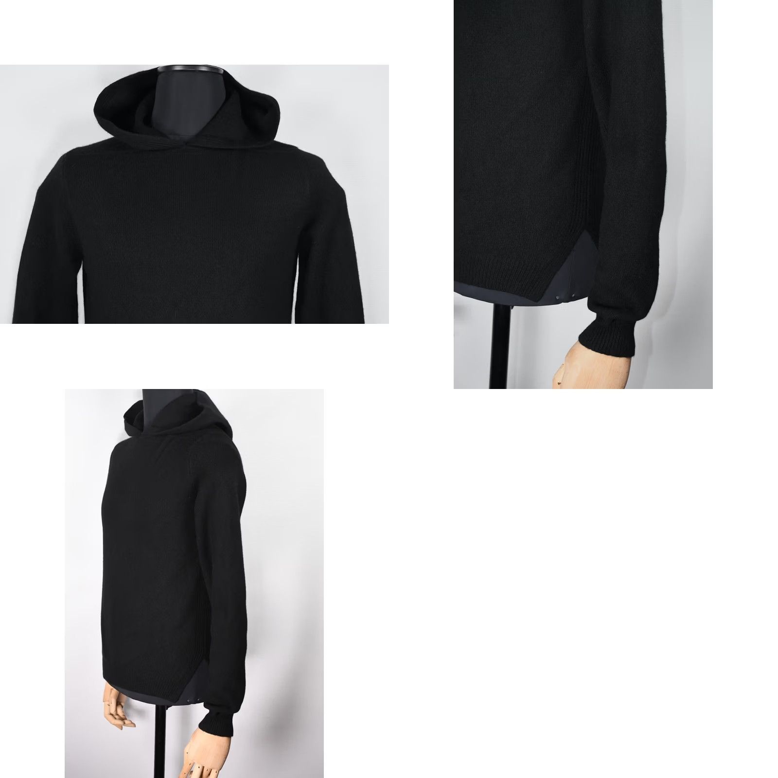 Rick Owens RICK OWENS Sweater Hooded XL Black 97%Cashmere 3%Wool Wool-Blend Knit Pullover Men Size XL Classic Size US XL / EU 56 / 4 - 8 Thumbnail