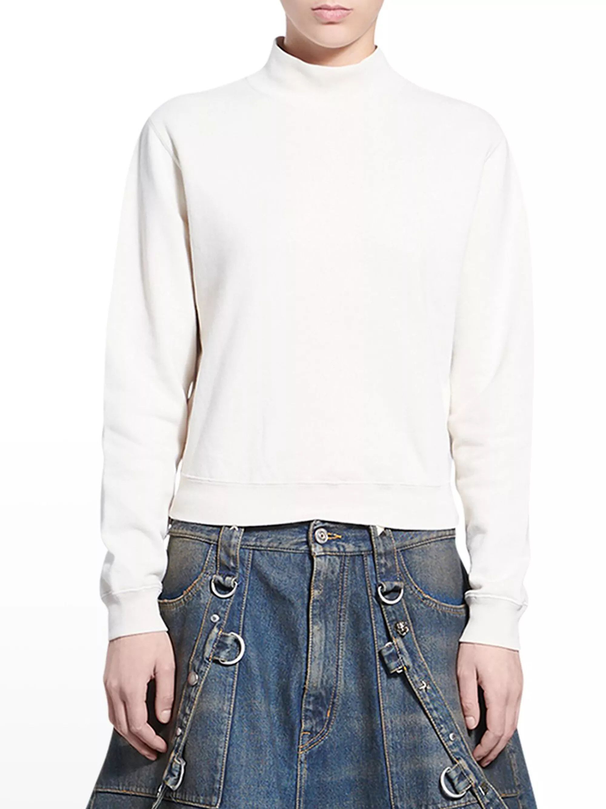 Balenciaga o1bcso1str0525 Back Hem Shrunk Sweatshirt in Chalky White Size S / US 4 / IT 40 - 4 Thumbnail