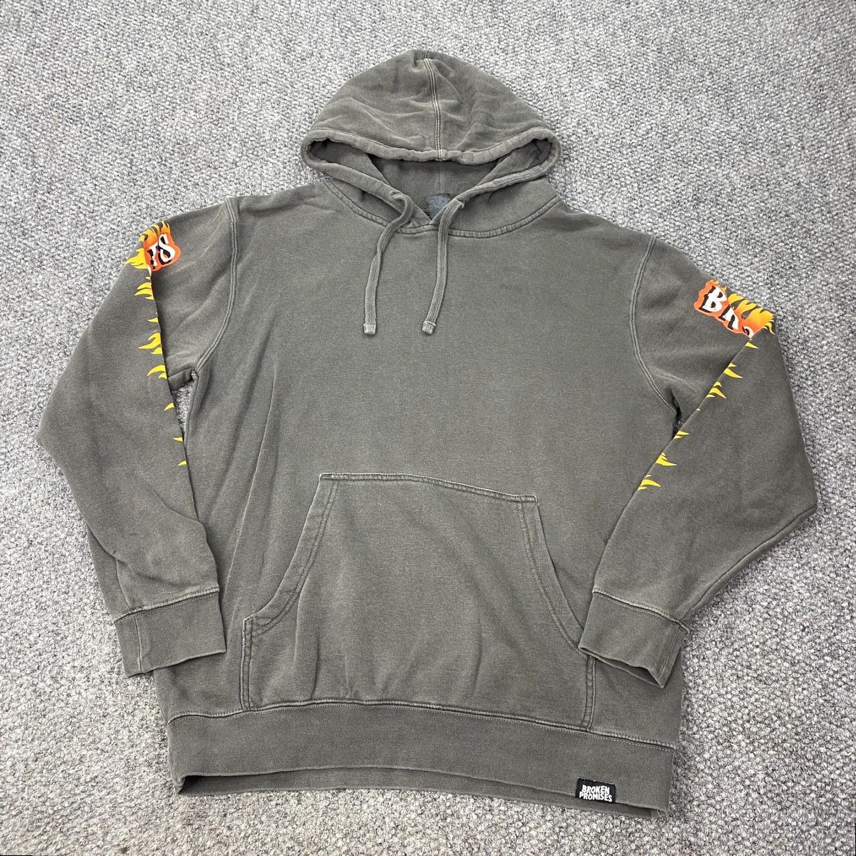 Broken Promises Co. Broken Promises Hoodie Mens Medium Dancing With Death Pullover Graphic Flames Gray Size US M / EU 48-50 / 2 - 2 Thumbnail
