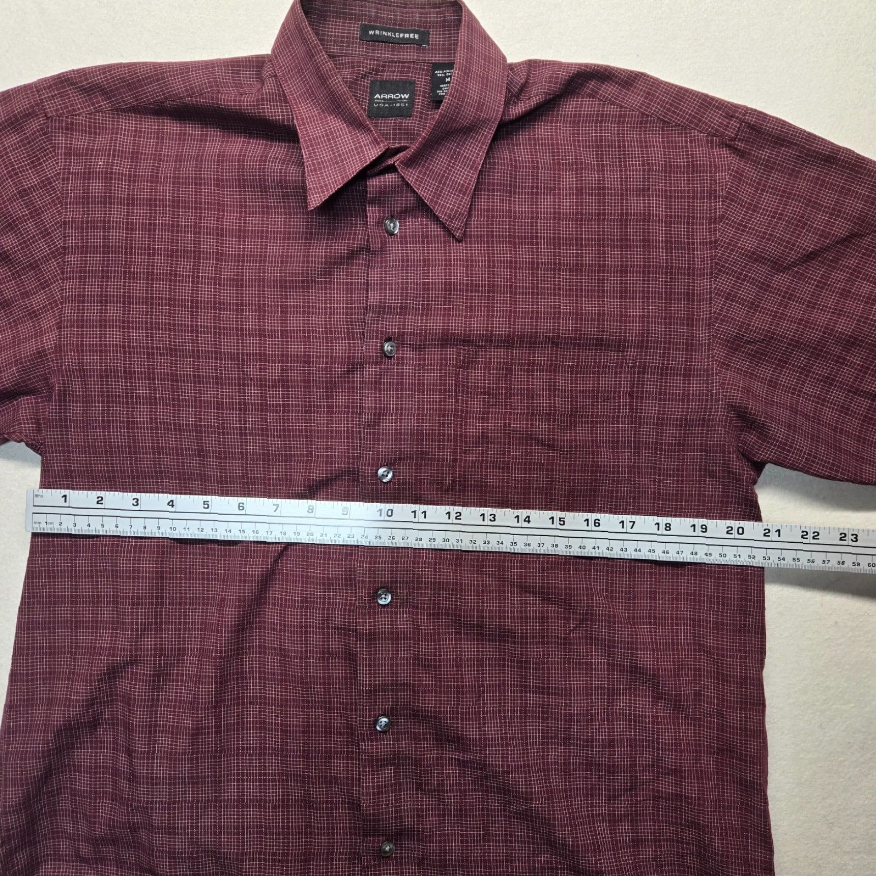 Arrow Arrow Purple Check Checkered Button Up Short Sleeve Men's Size M Medium Size US 31 - 4 Thumbnail
