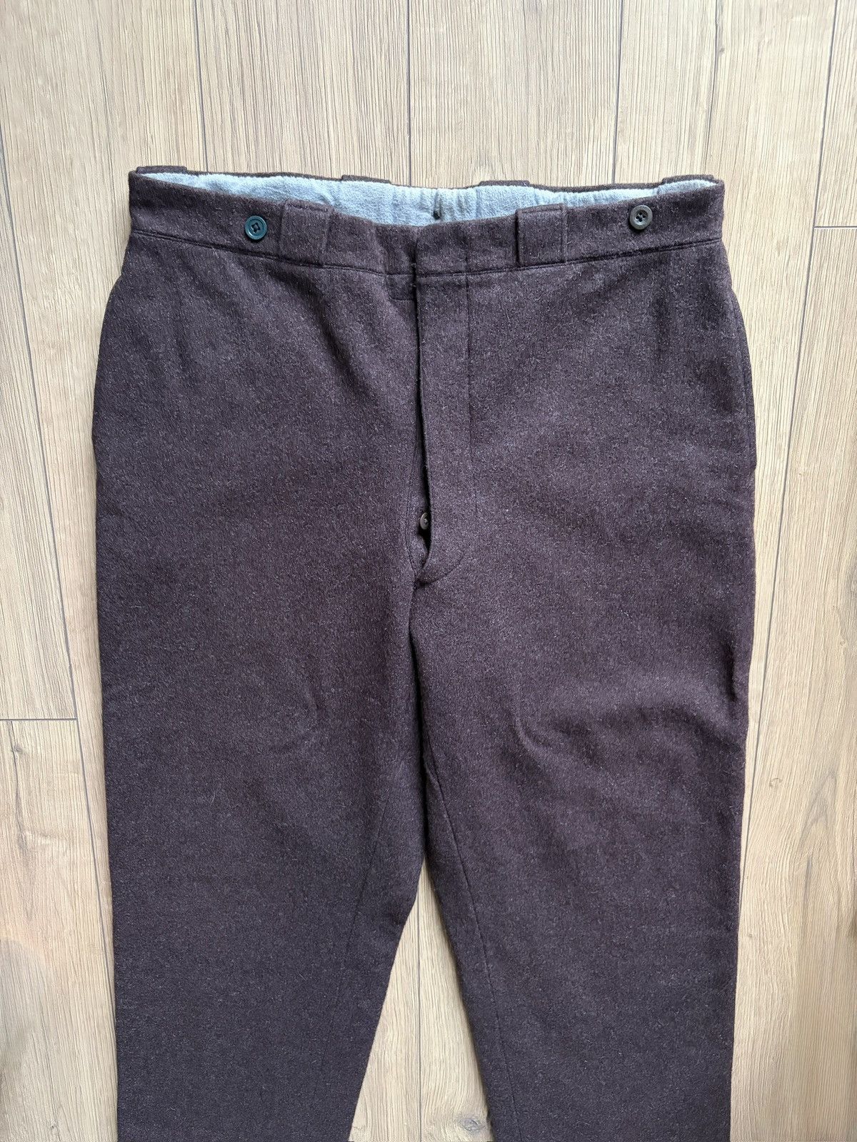 Vintage 40-50's Heavy Brown Wool Cotton Lined European Work Pants Size US 36 / EU 52 - 5 Thumbnail