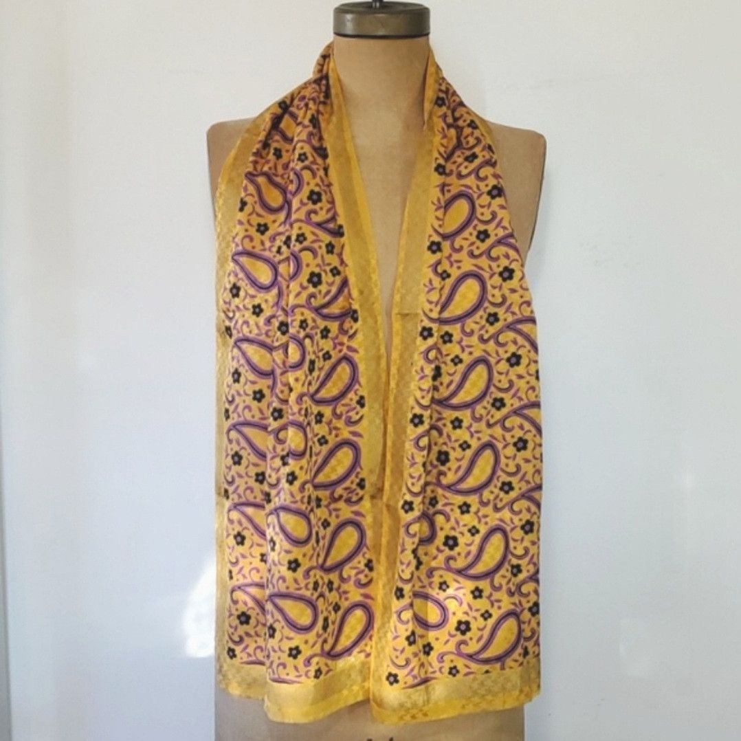 Albert Nipon Albert Nipon 60x15" Scarf Handkerchief 100% Silk Paisley Size ONE SIZE - 2 Thumbnail