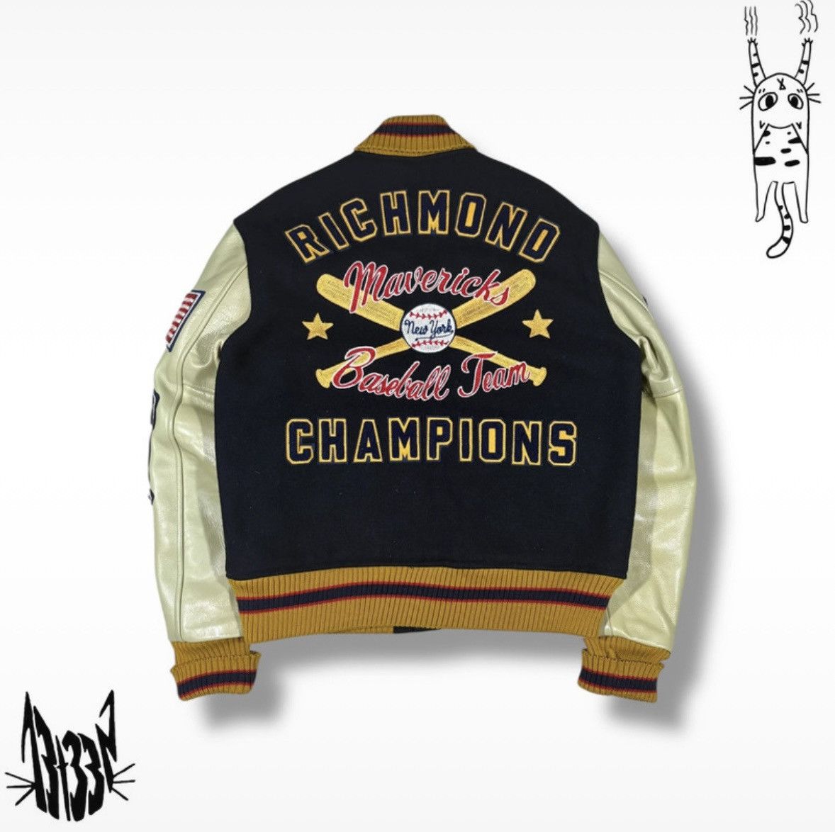 Whitesville Whitesville varsity baseball jacket navy & yellow size m Size US M / EU 48-50 / 2 - 2 Thumbnail