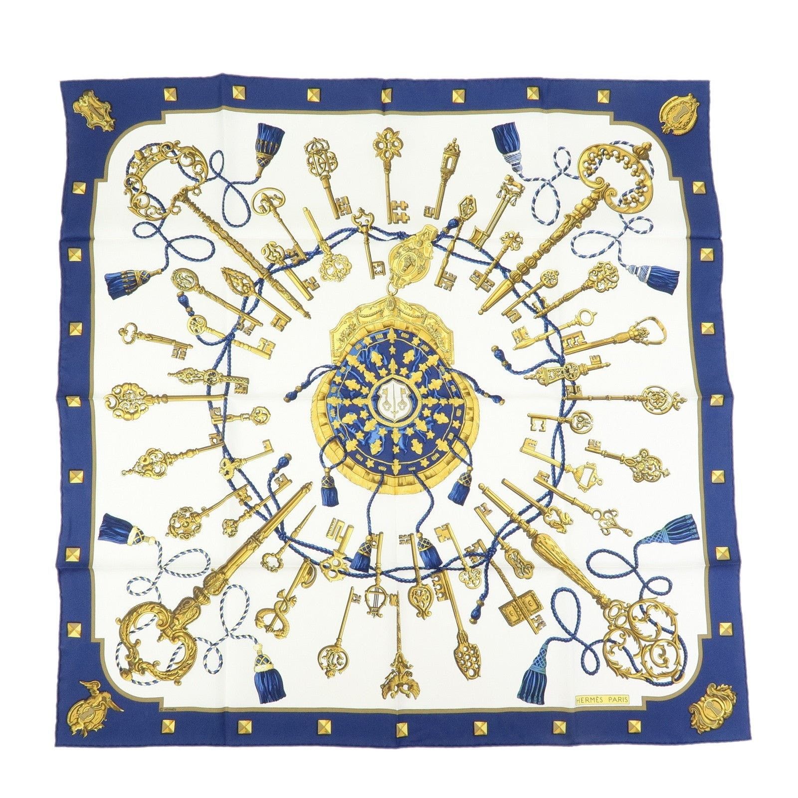 Hermes Hermes Carre 90 Les Cles Silk Scarf White Size ONE SIZE - 1 Thumbnail