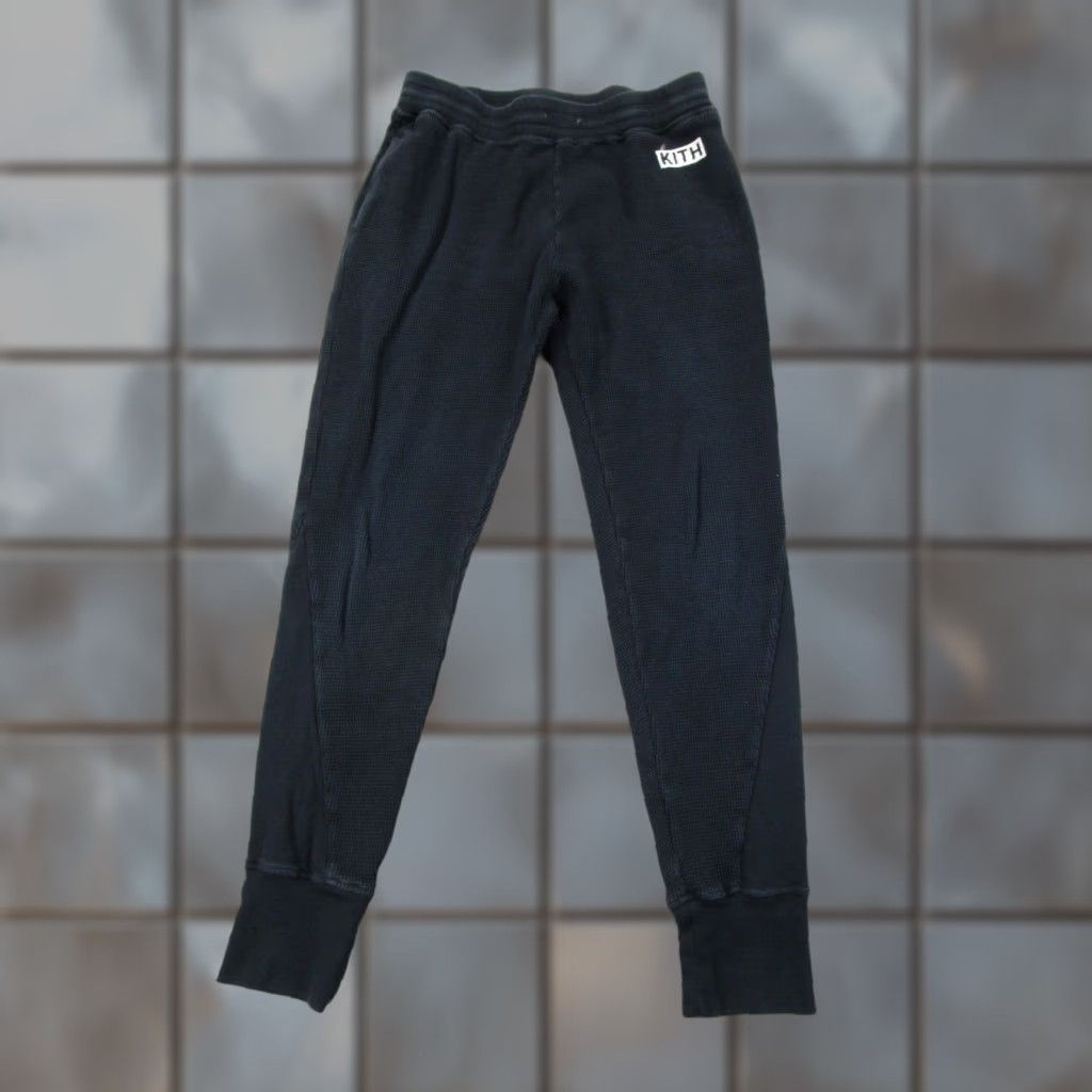 Kith KITH Sweatpants Mens XS Black Waffle Thermal Joggers Calux Pants Adult Size US 27 - 1 Thumbnail