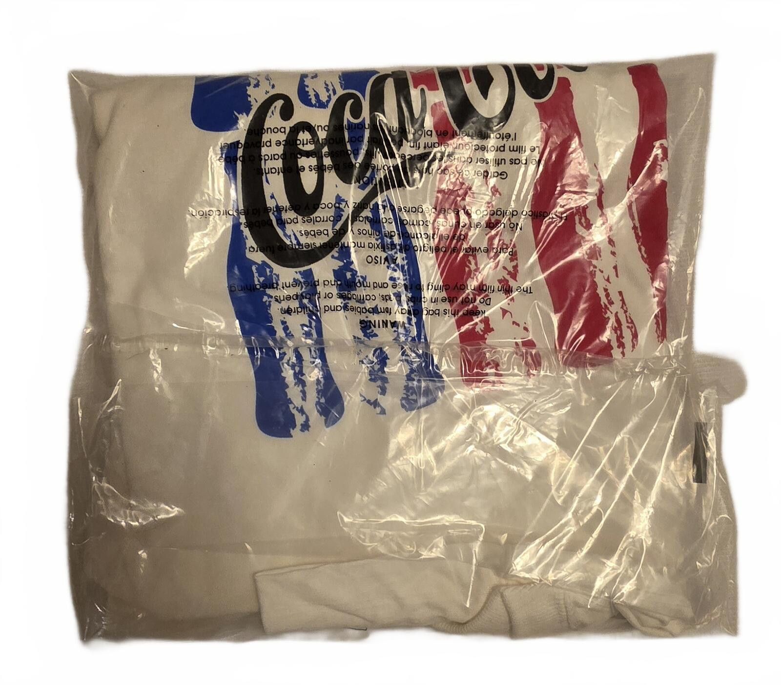 Fruit Of The Loom Vintage Coca-Cola Graphic T-Shirt White Red Blue Size L Size ONE SIZE - 2 Thumbnail