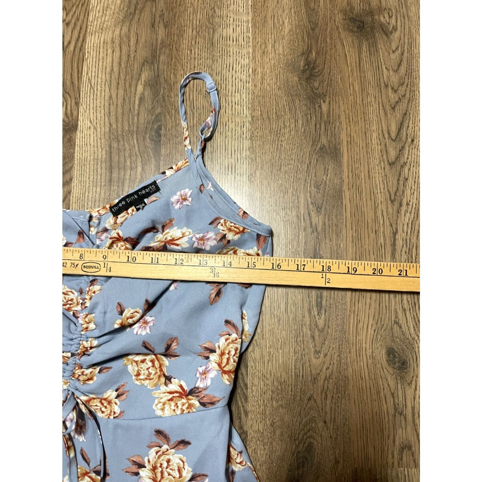 Vintage Three Pink Hearts Dress Women's Small Blue Pink White Floral V-Neck Size S / US 4 / IT 40 - 4 Thumbnail