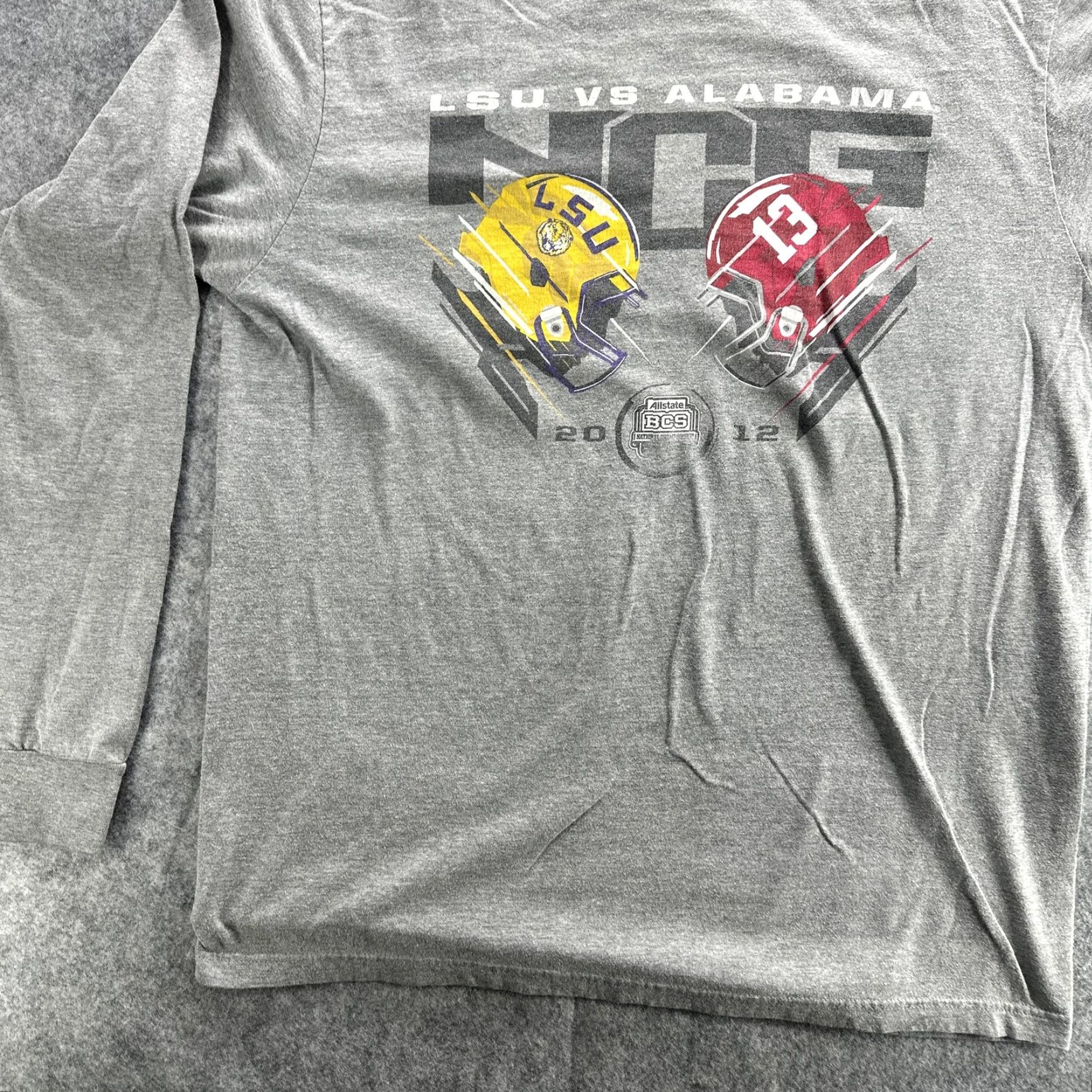 Nike VINTAGE Nike NCAA Football Shirt Men Large Gray LSU Tigers vs Alabama Crimson Tide 2012 BCS National Championship Size US L / EU 52-54 / 3 - 4 Thumbnail