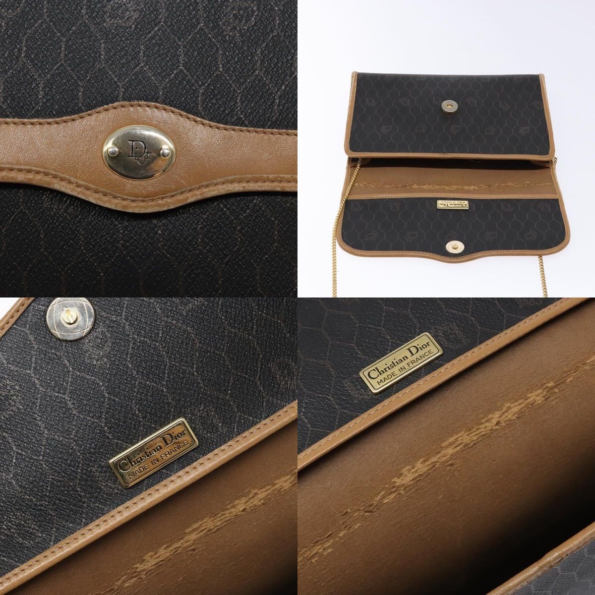 Dior DIOR Honeycomb Canvas Chain Shoulder Bag Pvc Black Gold Size ONE SIZE - 11 Thumbnail