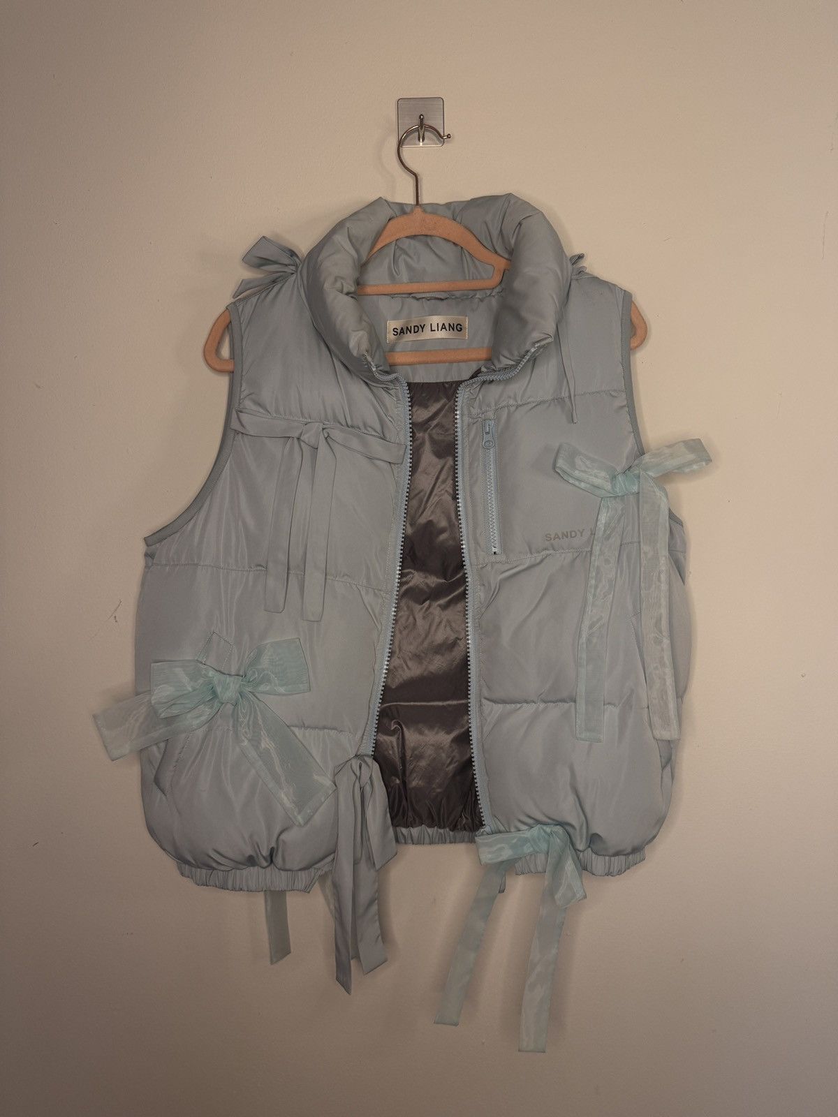 Sandy Liang Blue Bow Puffer Vest by Sandy Liang Size S / US 4 / IT 40 - 2 Thumbnail