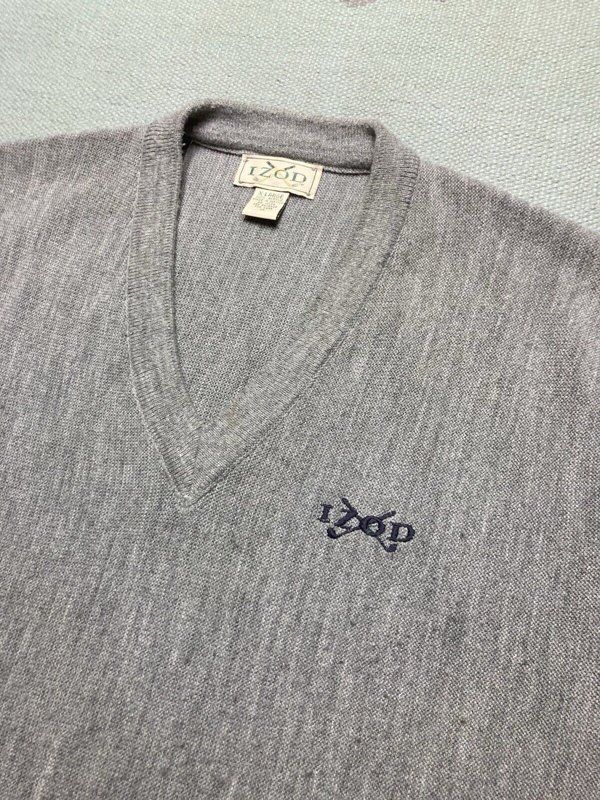 Izod × Vintage VTG izod acrylic sweater v neck pullover golf logo preppy XL Size US XL / EU 56 / 4 - 2 Thumbnail