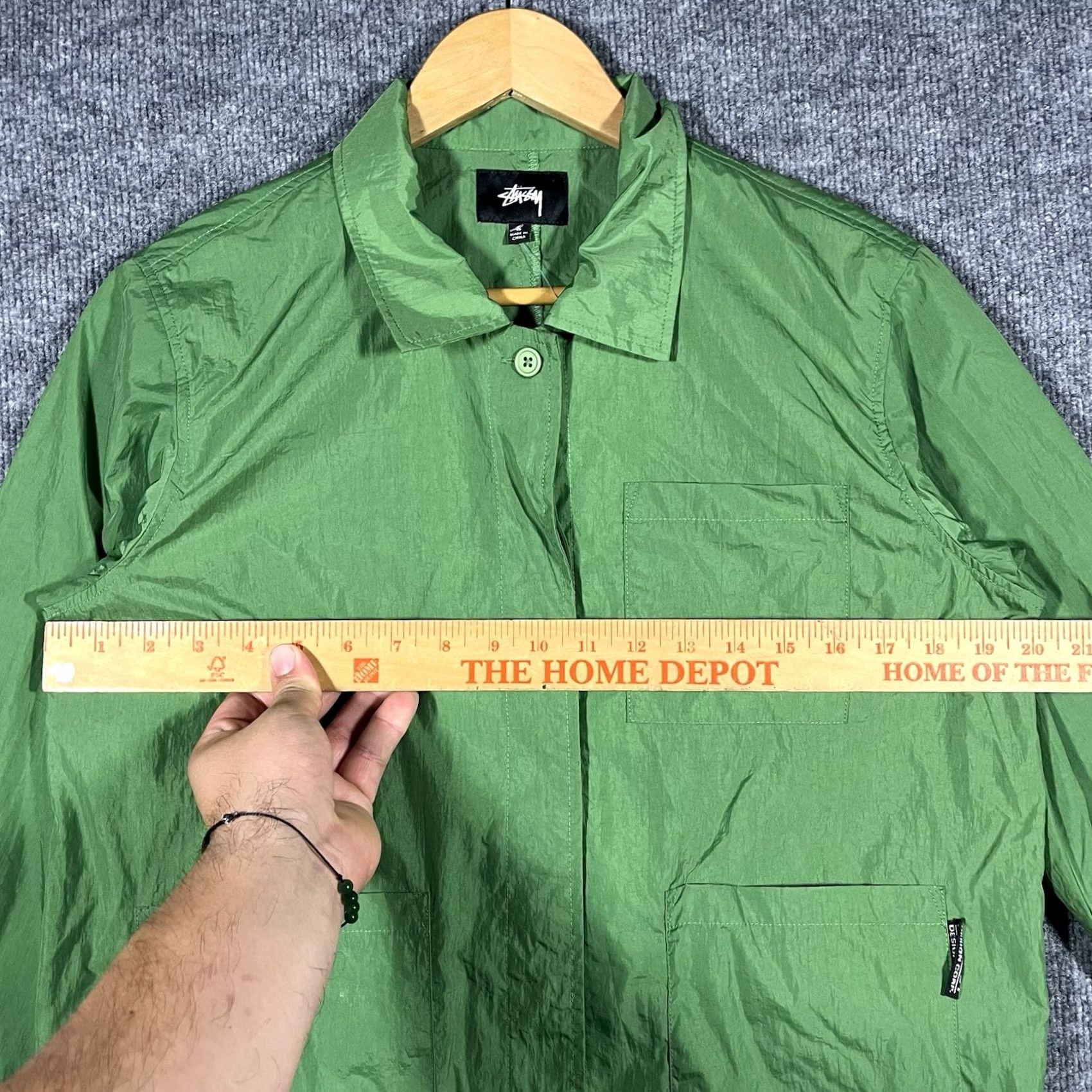 Vintage VINTAGE Stussy Nylon Green Chore Shirt Jacket Windbreaker S Women Coaches Adult Small Size S / US 4 / IT 40 - 5 Thumbnail