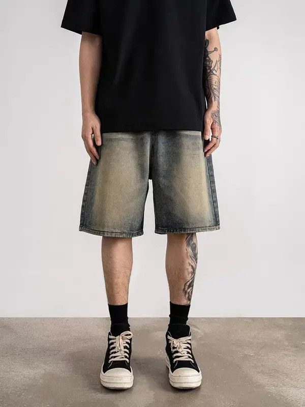 Japanese Brand VIBE Retro mud dyed yellowed high street denim shorts Size US 30 / EU 46 - 4 Thumbnail