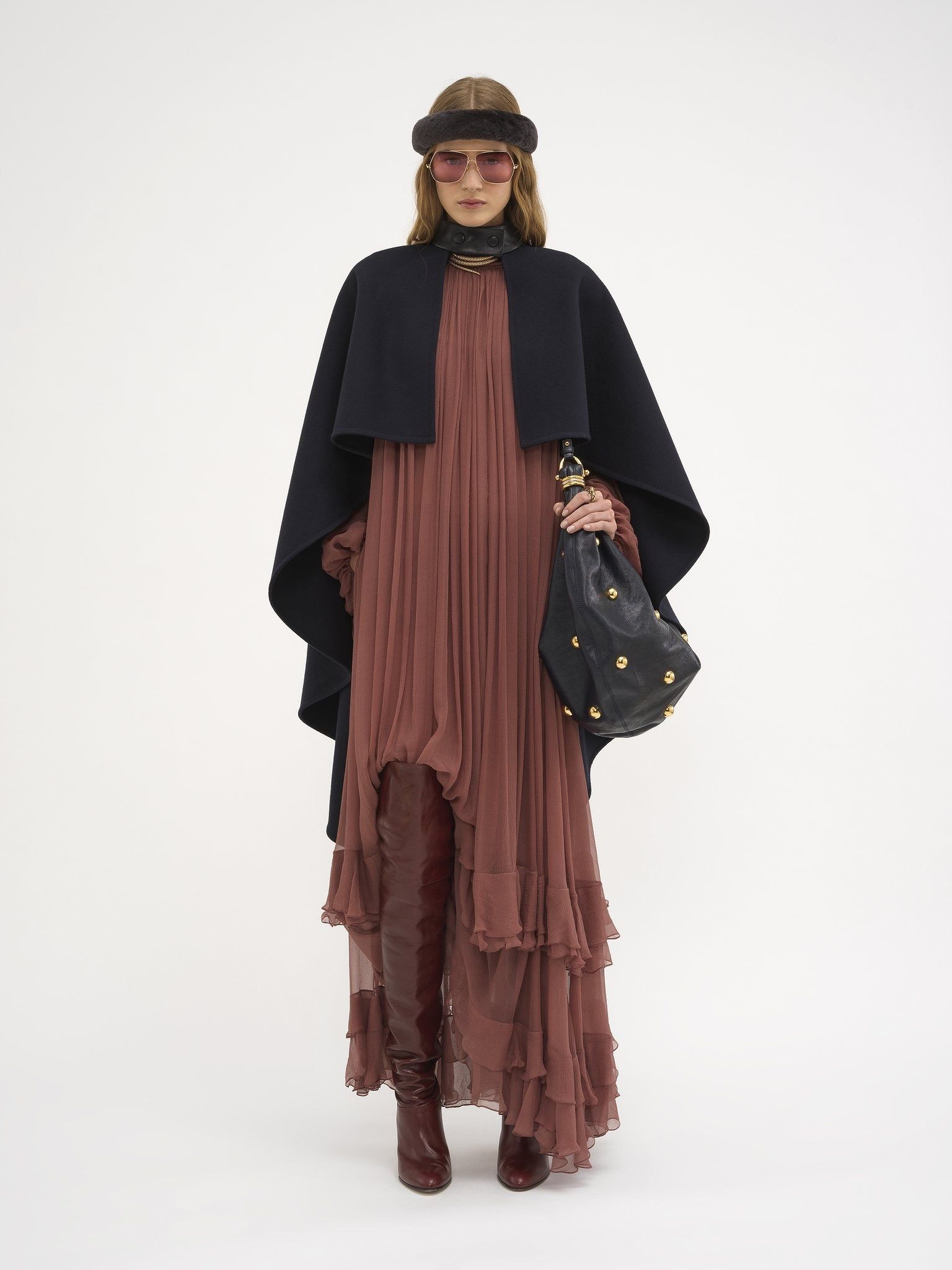 Chloe o1loc1c11025 High-Low Cape in Midnight Blue Size S / US 4 / IT 40 - 2 Thumbnail